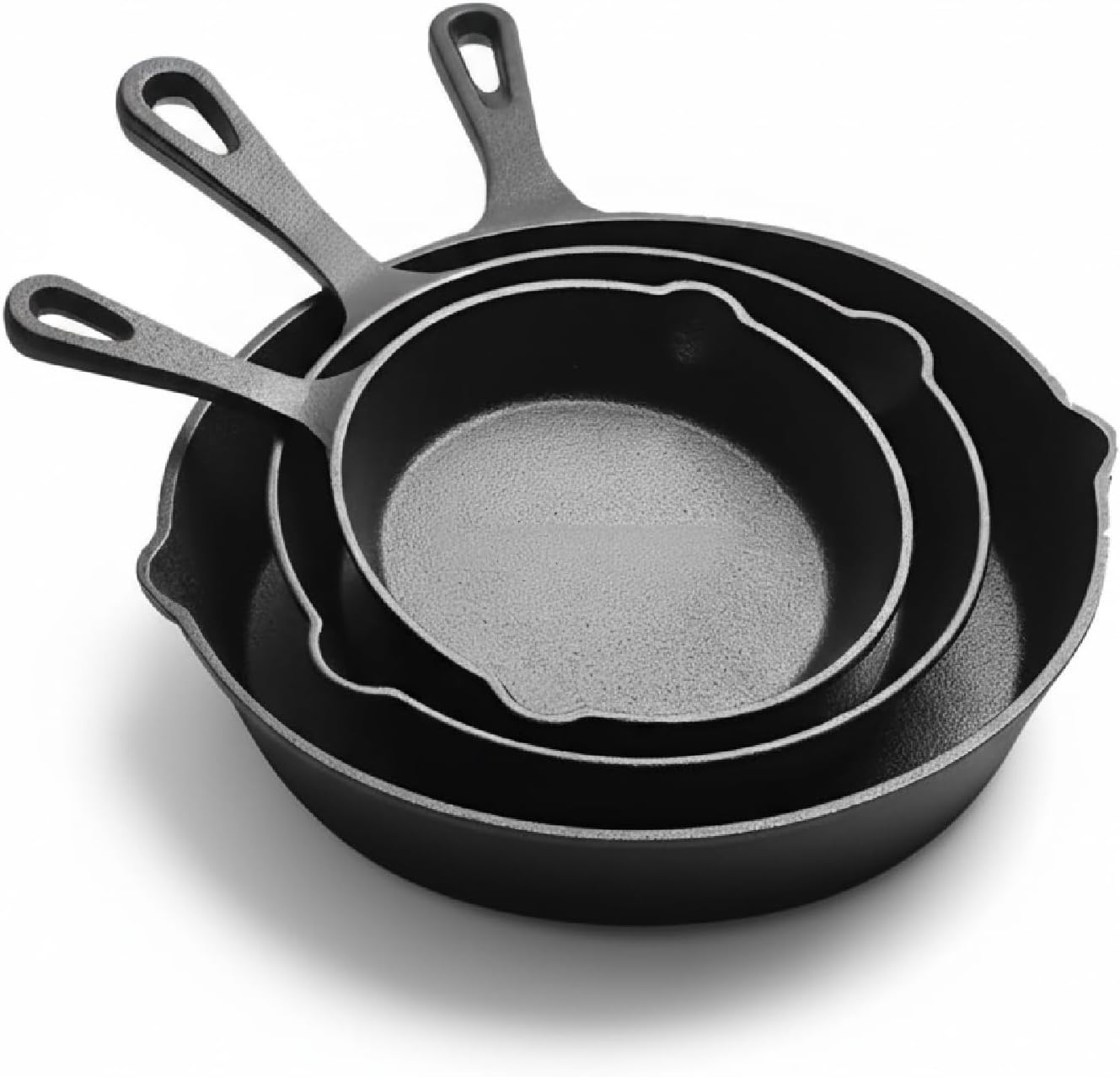 Set de 3 Sartenes de Hierro Fundido, 15cm, 20cm y 25cm