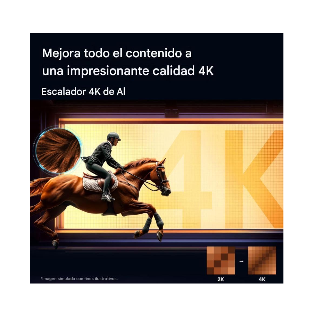 Smart TV Hisense QD50R mostrando montañas nevadas bajo un cielo con nubes