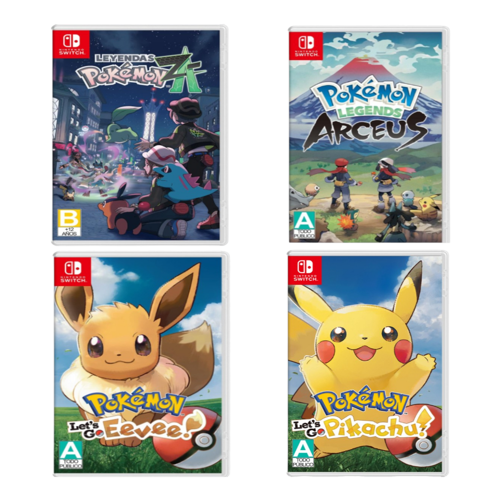 Combo Videojuegos: Pokemon Legends Z-A + Pokemon Legends Arceus + Pokemon Lets Go Eevee + Pokemon Let'S Go Pikachu