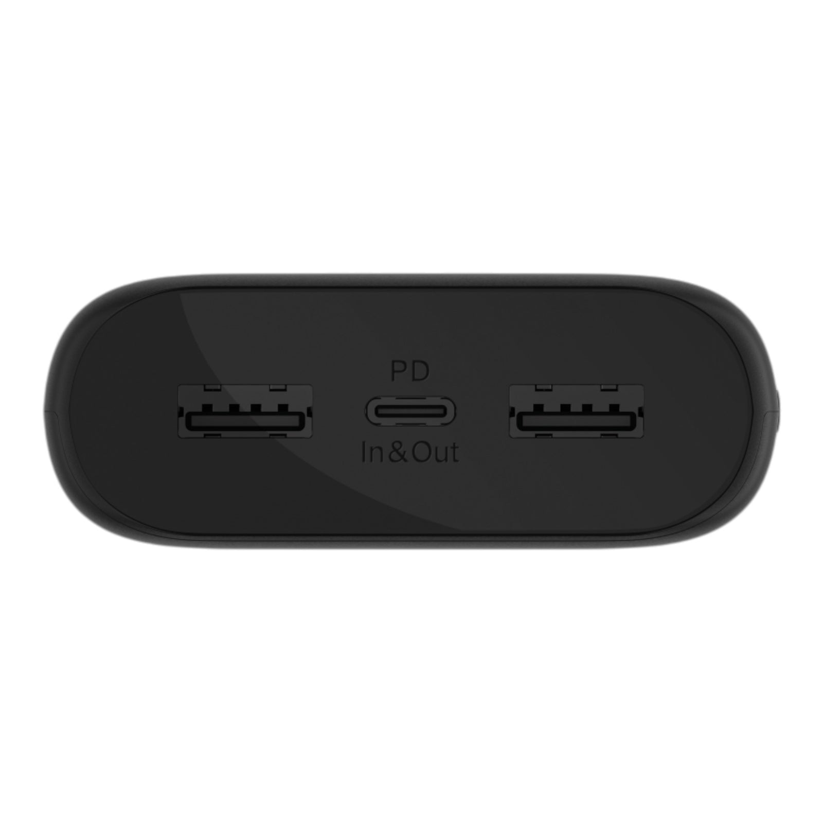 Puertos de carga de la batería externa doto.com.mx con un USB-C PD y dos USB-A en carcasa negra compacta