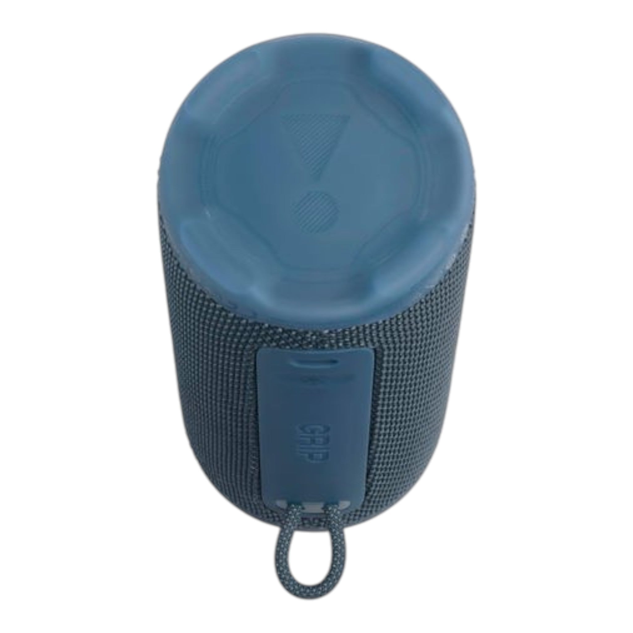 Bocina JBL Grip color azul con textura de malla y correa de transporte, disponible en doto.com.mx