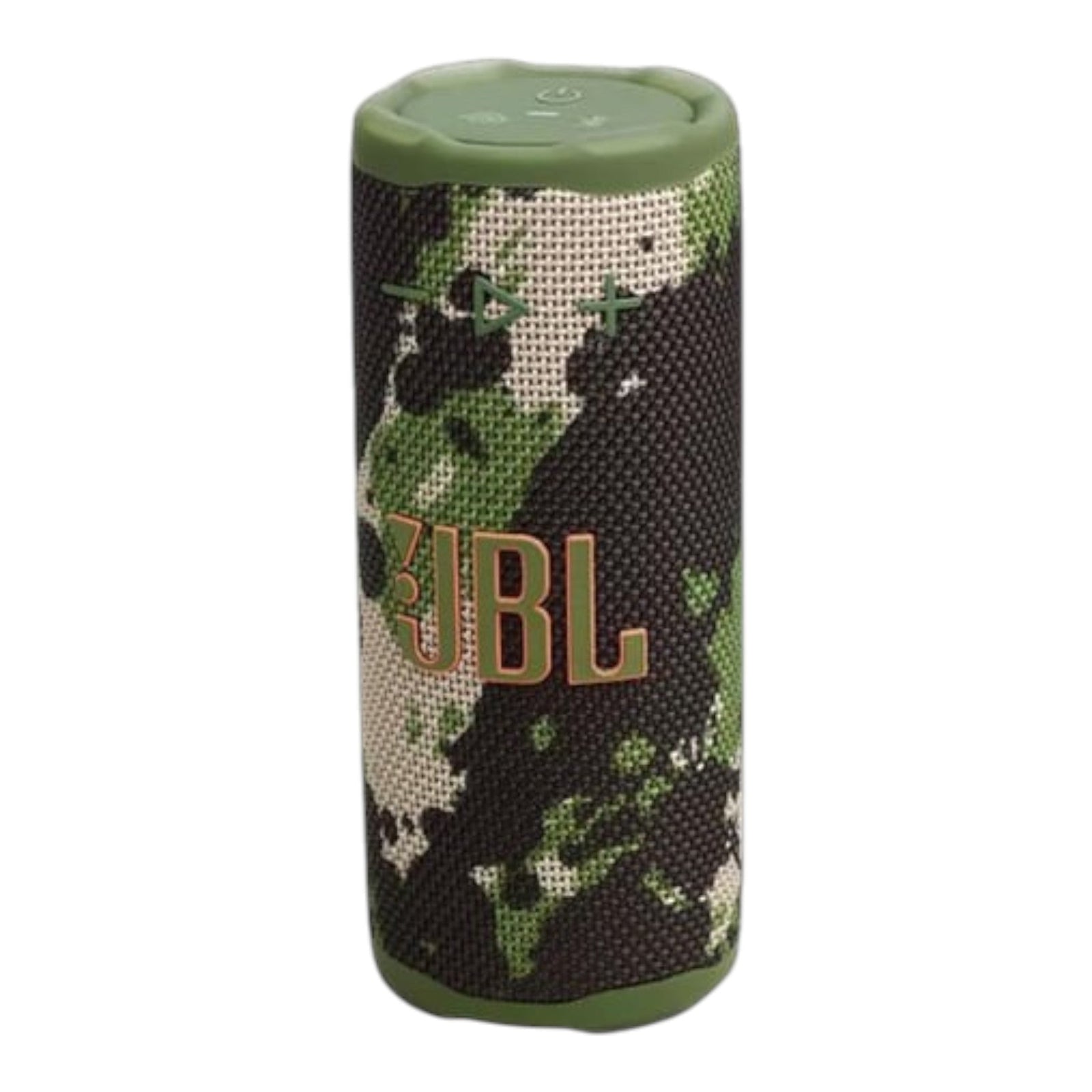 Bocina portátil JBL Grip de doto.com.mx con diseño de camuflaje verde y negro y controles integrados