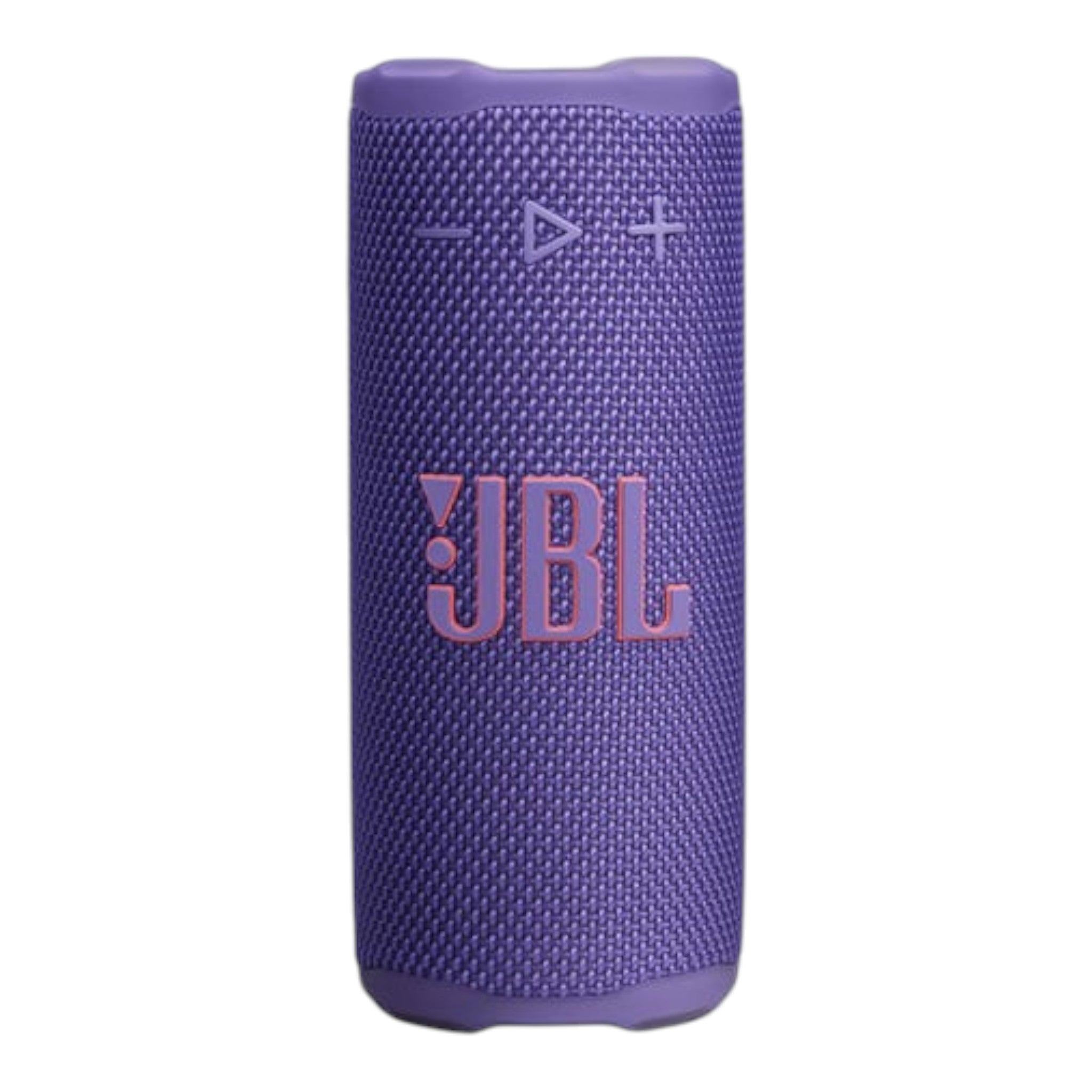 Bocina JBL Grip color morado con textura de malla y botones de control en la parte superior, disponible en doto.com.mx