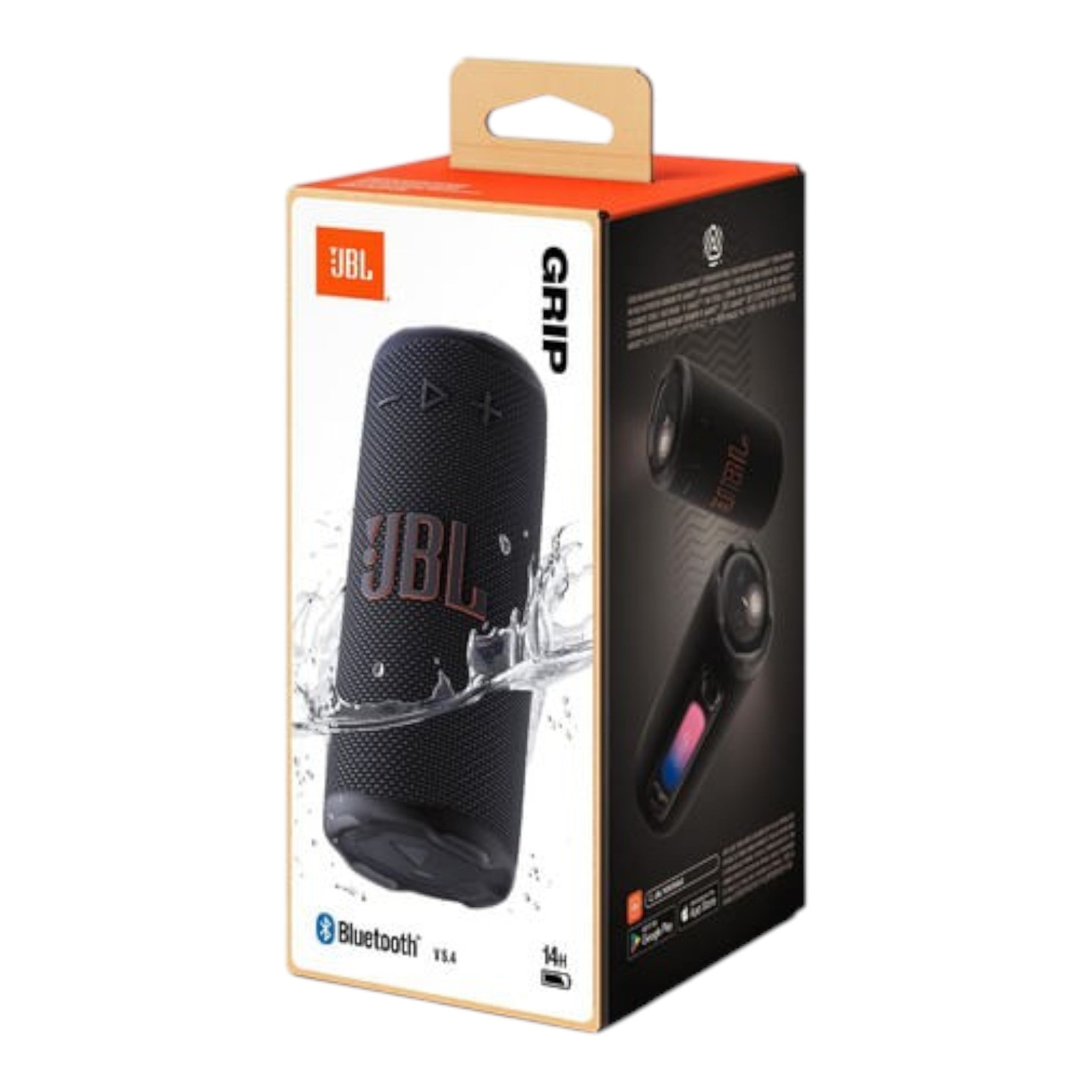 Bocina Bluetooth JBL Grip color negro en su empaque original de doto.com.mx con diseño resistente al agua