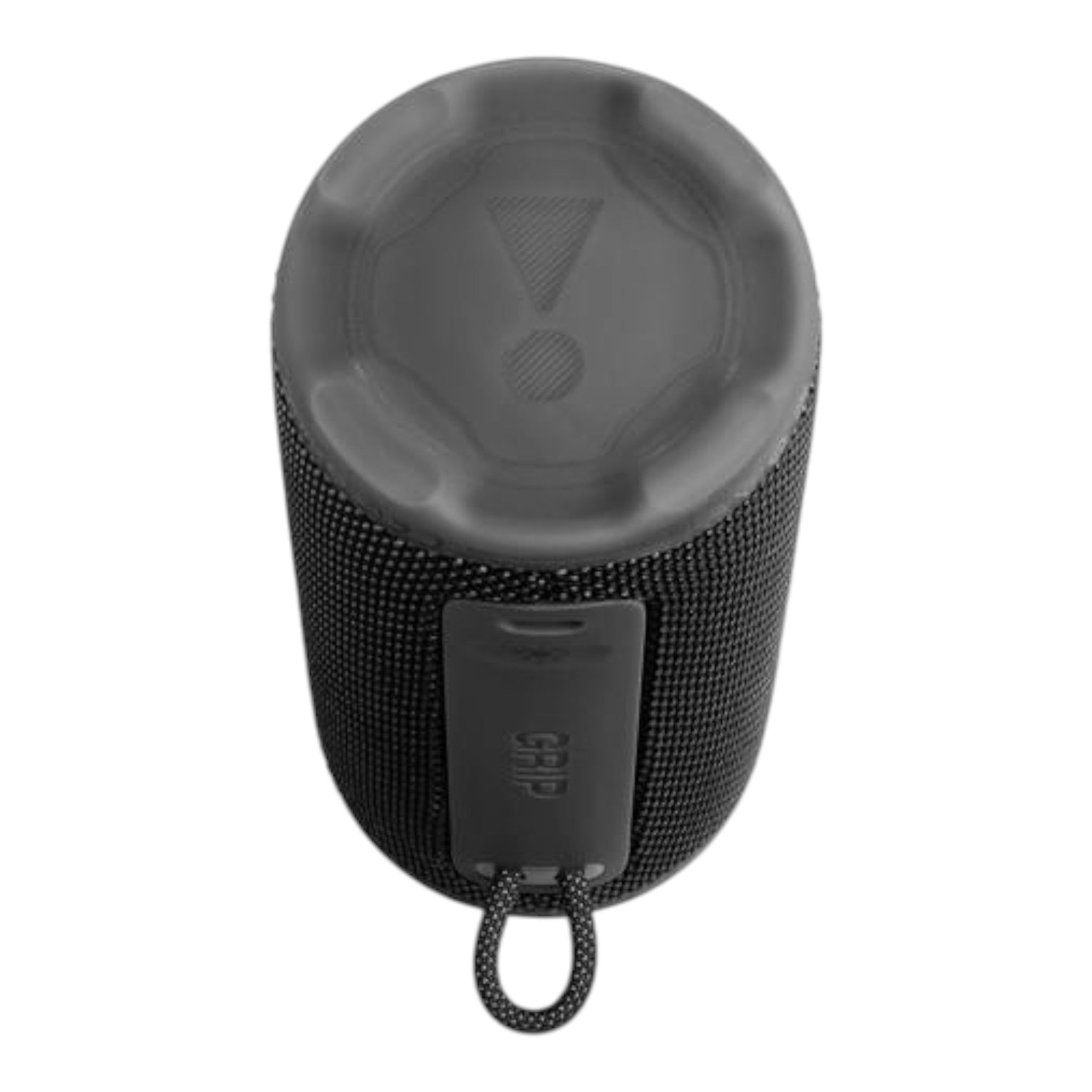 Bocina JBL Grip color negro con acabado texturizado y correa de transporte, disponible en doto.com.mx