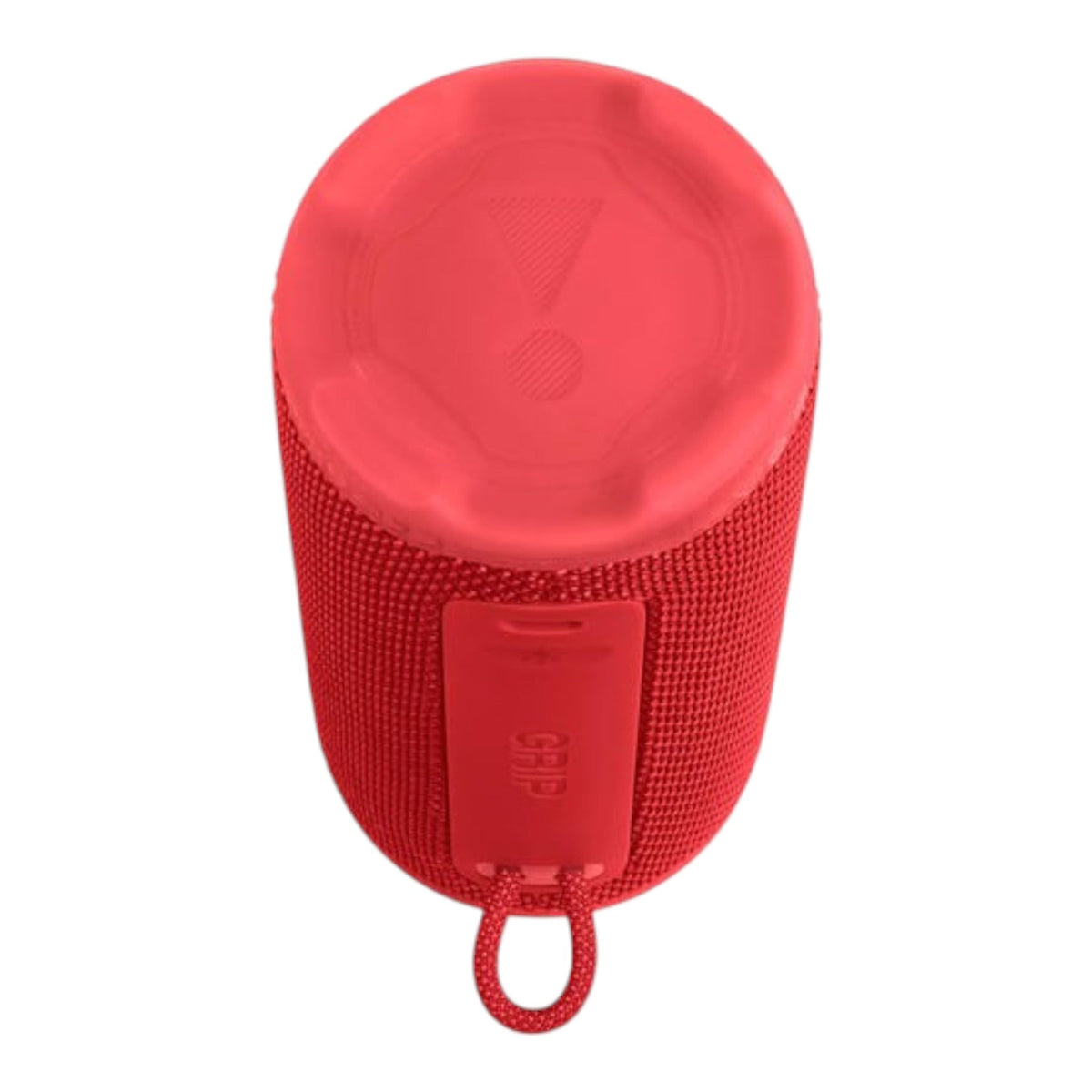 Bocina JBL Grip de color rojo con diseño portátil, textura de malla y gancho integrado de doto.com.mx