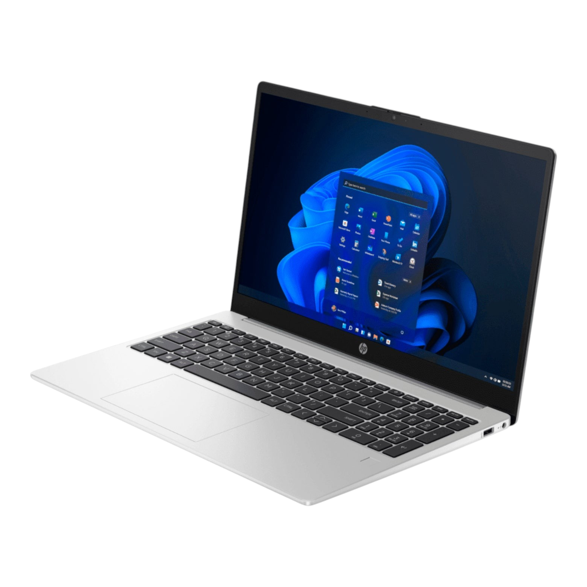 Laptop HP 255 G10 color plata de doto.com.mx con pantalla Full HD de 15.6 pulgadas y sistema Windows 11
