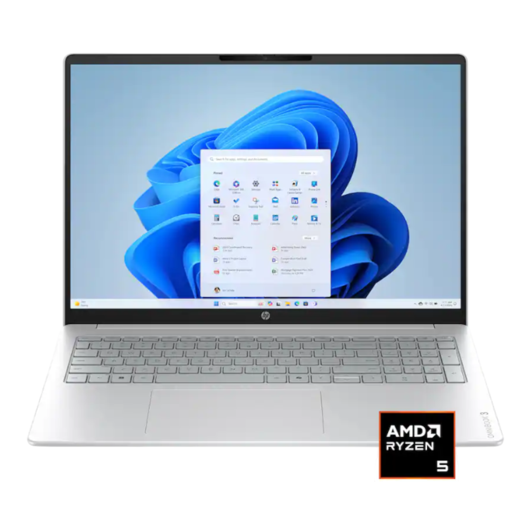 Laptop HP OmniBook 3 de 16 pulgadas color plata con pantalla táctil 2K, procesador AMD Ryzen 5 y Windows 11 en doto.com.mx
