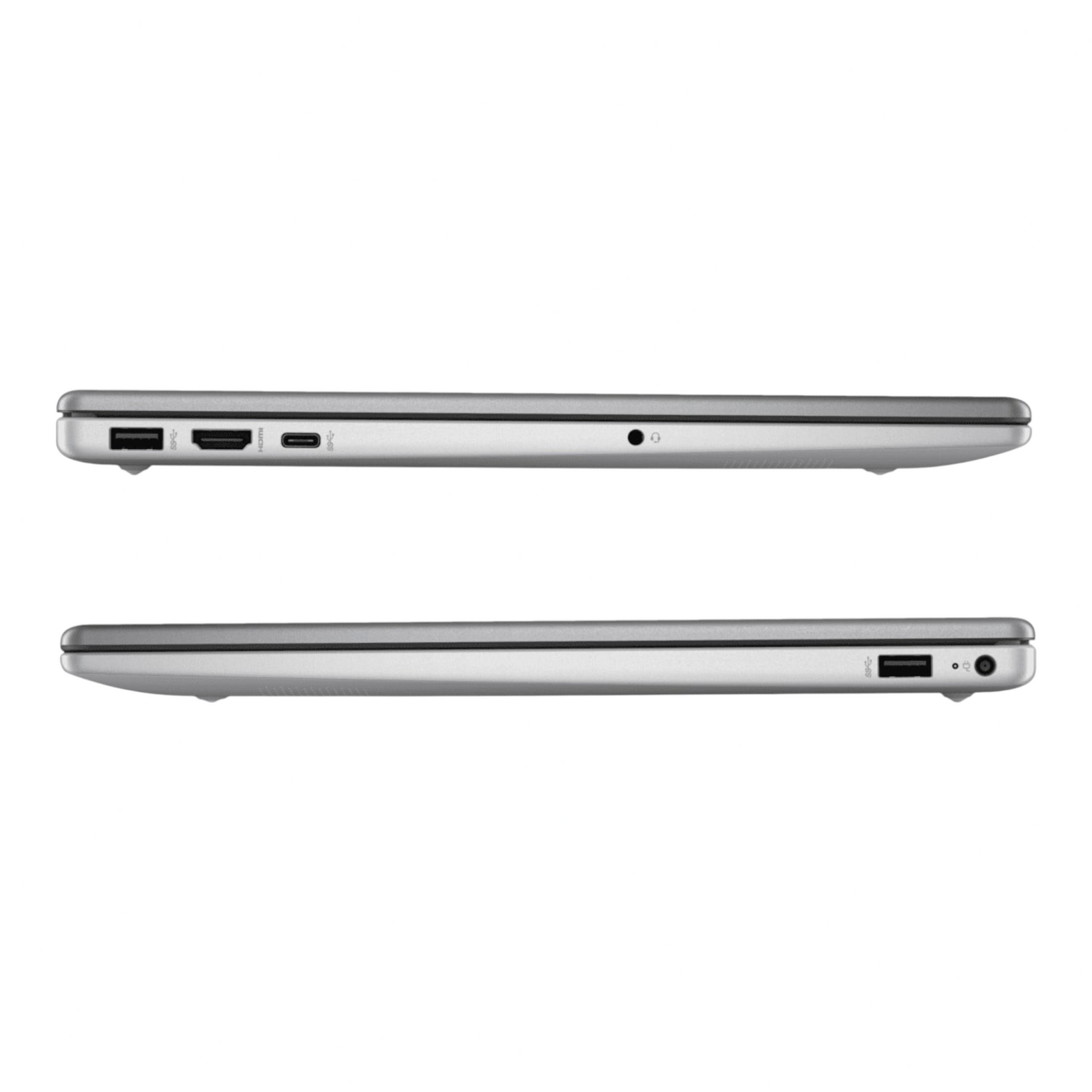 Vista lateral de los puertos de conectividad de la laptop doto.com.mx HP 255 G10 en color plata