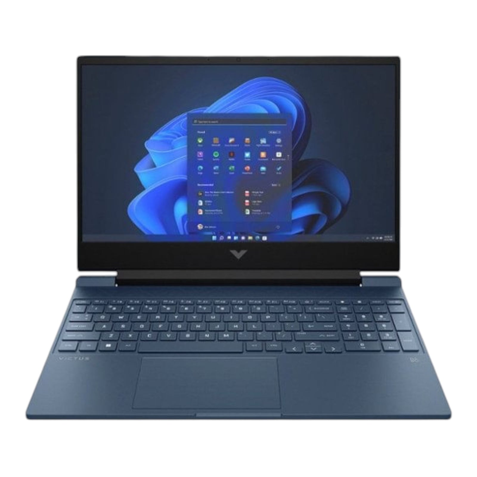 Laptop HP Victus 15 de doto.com.mx con pantalla de 15.6 pulgadas y teclado retroiluminado en color azul oscuro