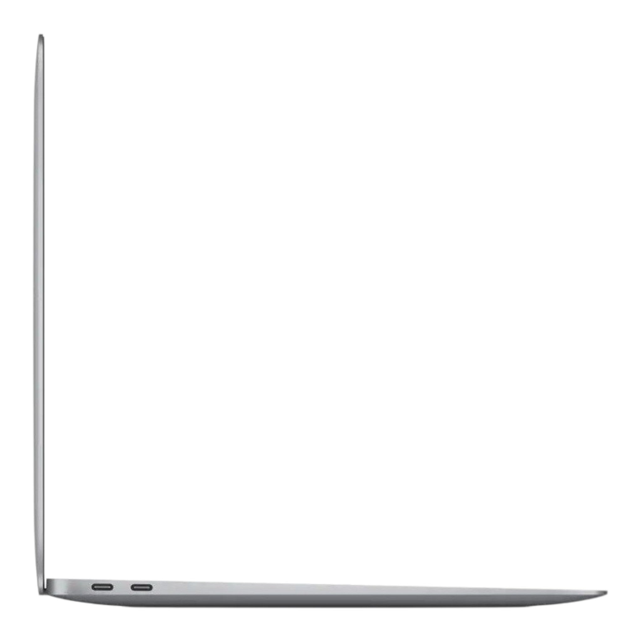 Perfil lateral de Apple MacBook Air M1 color gris espacial de doto.com.mx mostrando su diseño ultradelgado