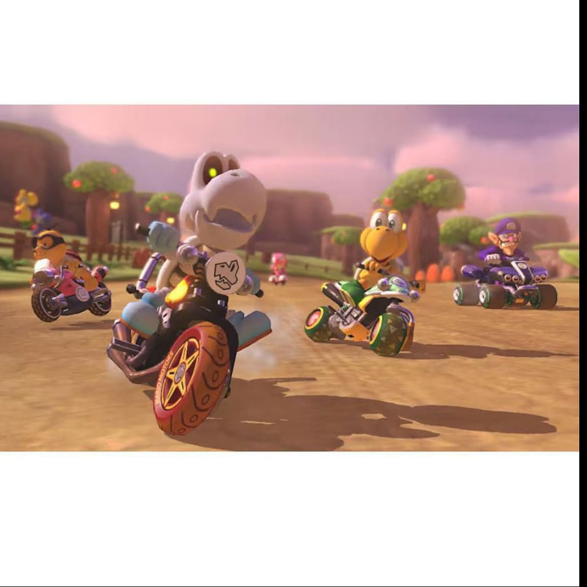 Personajes de Nintendo compitiendo en karts y motos en Mario Kart 8 Deluxe de doto.com.mx