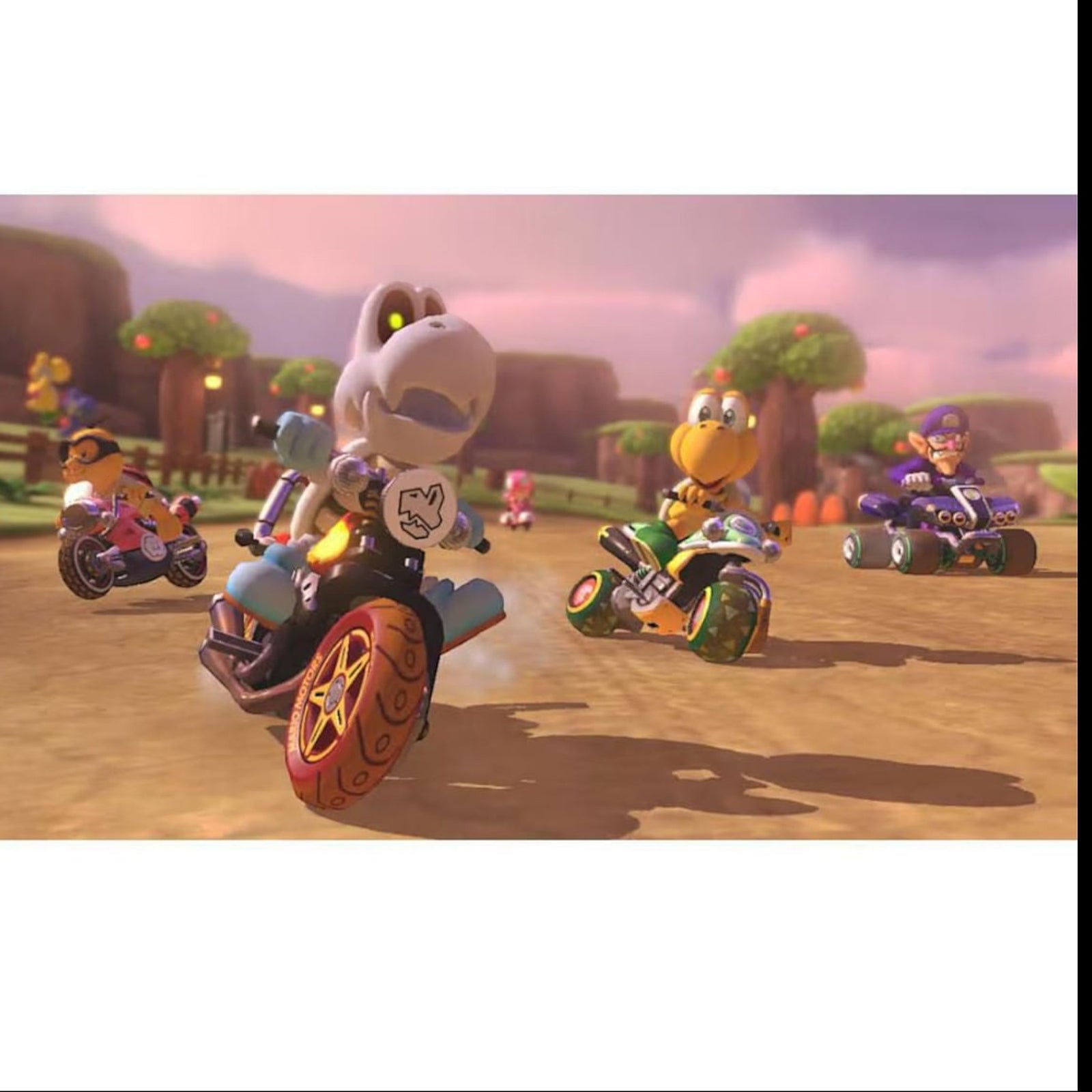 Personajes de Nintendo compitiendo en karts y motos en Mario Kart 8 Deluxe de doto.com.mx
