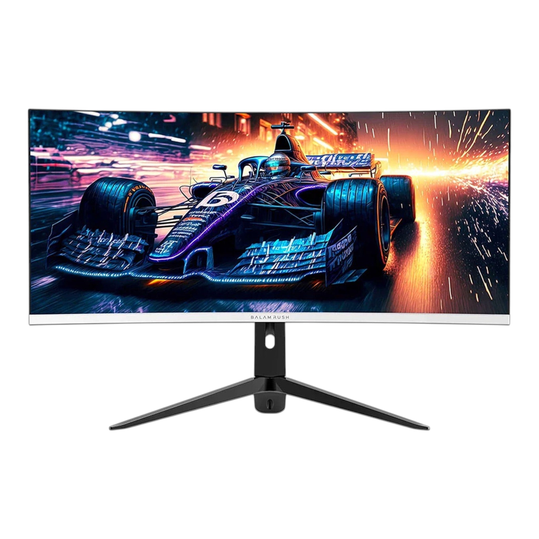 Monitor gamer curvo doto.com.mx Balam Rush Extreme Earth Pro de 34 pulgadas con pantalla ultra ancha y base negra