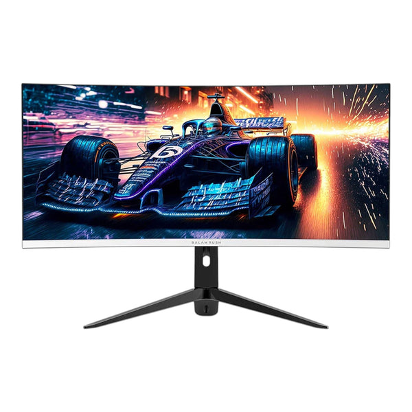 Monitor gamer curvo doto.com.mx Balam Rush Extreme Earth Pro de 34 pulgadas con pantalla ultra ancha y base negra