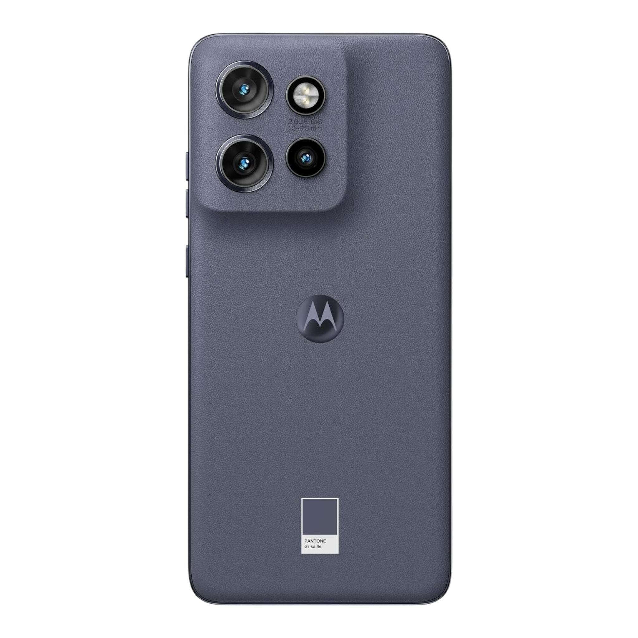 Smartphone Motorola Edge 50 Neo color gris con acabado texturizado, sistema de triple cámara y logo de doto.com.mx