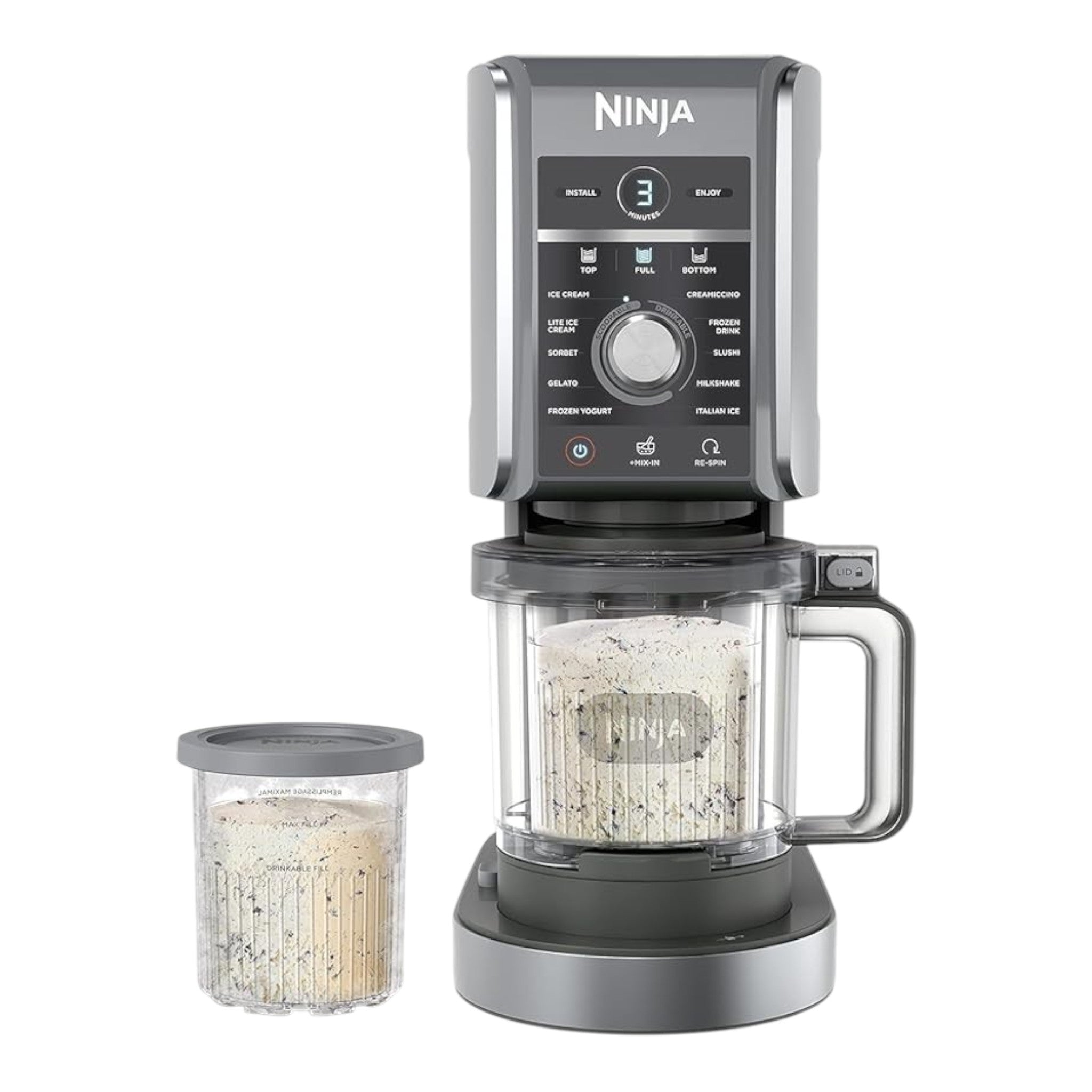 doto.com.mx Ninja CREAMi Deluxe 11-en-1 gris con panel de control digital, tazón y pinta de almacenamiento extra
