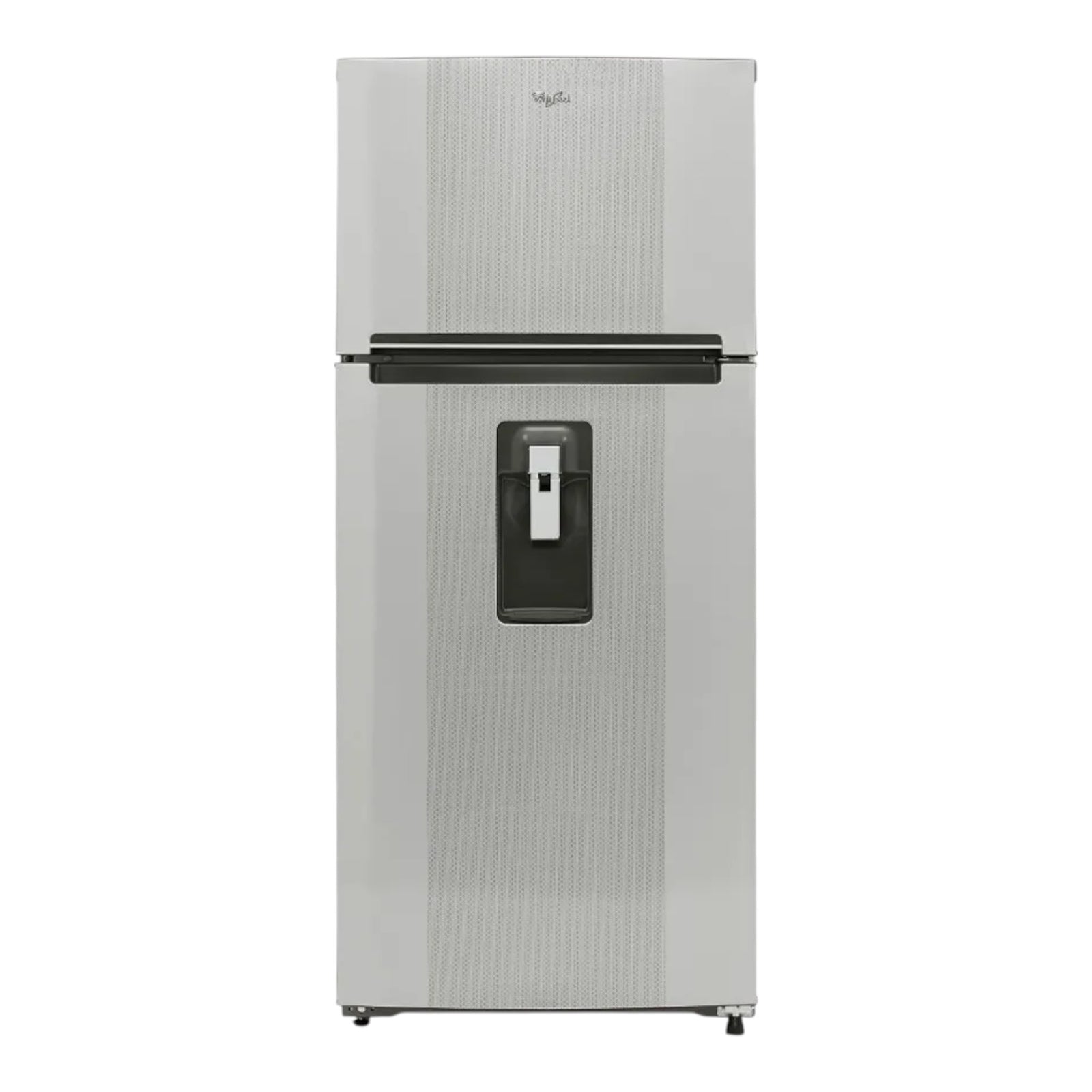 Refrigerador Whirlpool Top Mount de 16.5 pies cúbicos en tono dúo con dispensador de agua, disponible en doto.com.mx