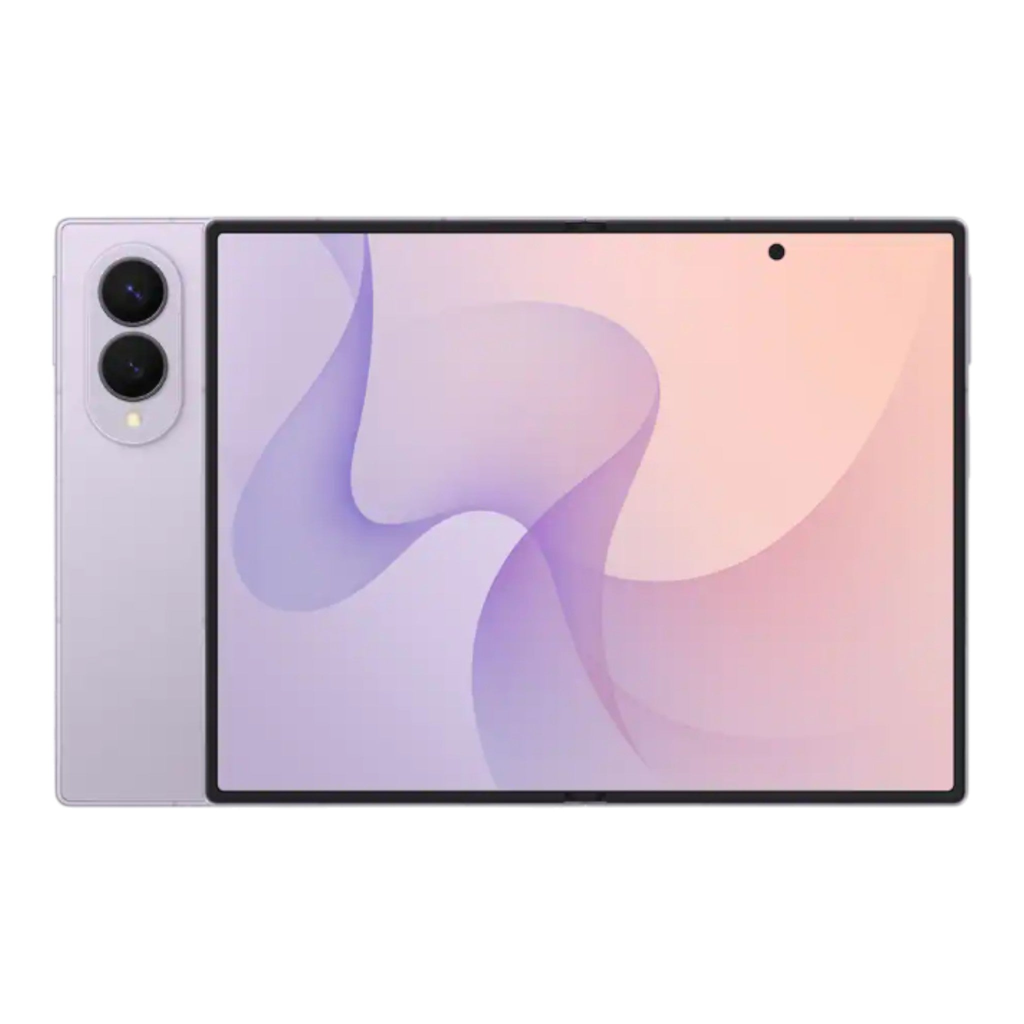 Smartphone plegable Samsung Galaxy Z Fold8 color lavanda de doto.com.mx con pantalla interior abierta y cámaras traseras