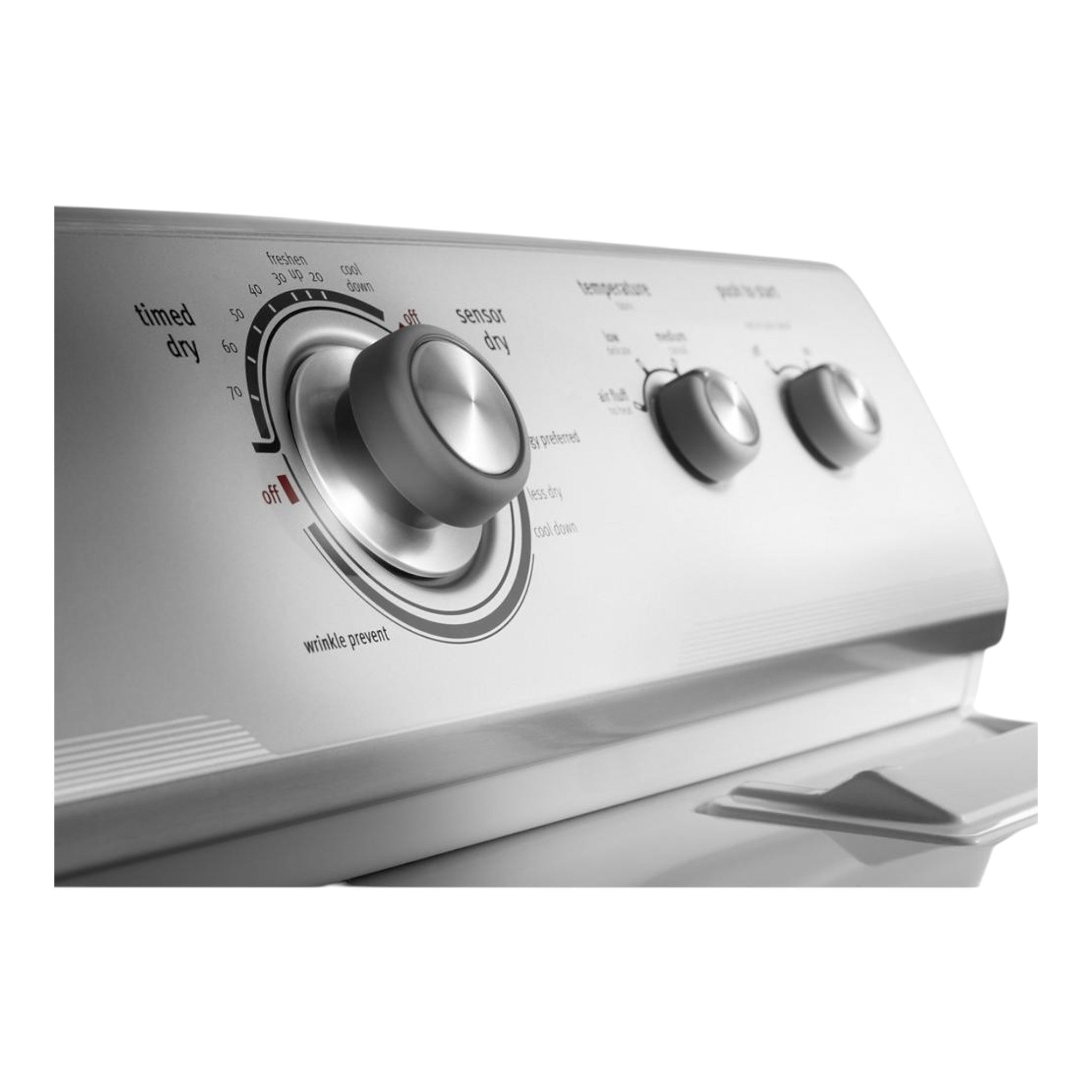 Panel de control de secadora a gas doto.com.mx Maytag de 19kg con perillas de ciclos y temperatura en color blanco