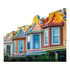 Smart TV doto.com.mx Hisense 32 pulgadas HD LED mostrando una imagen colorida de casas victorianas