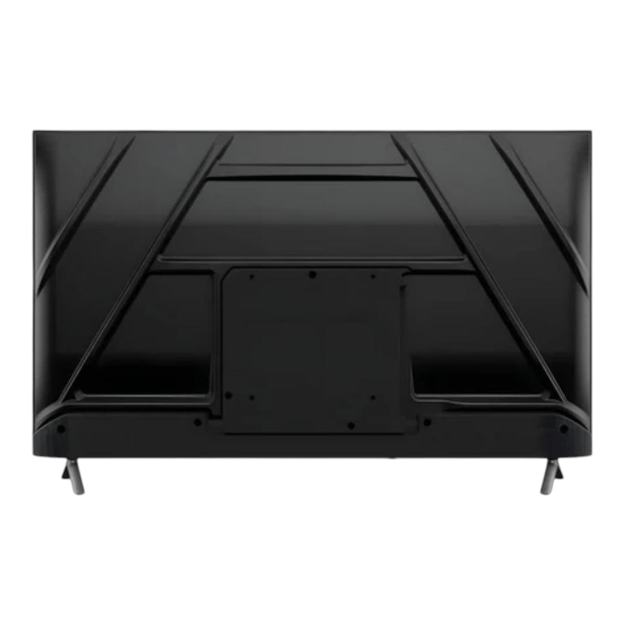 Vista trasera de la Smart TV doto.com.mx Hyundai QLED FHD con diseño negro elegante y soportes laterales