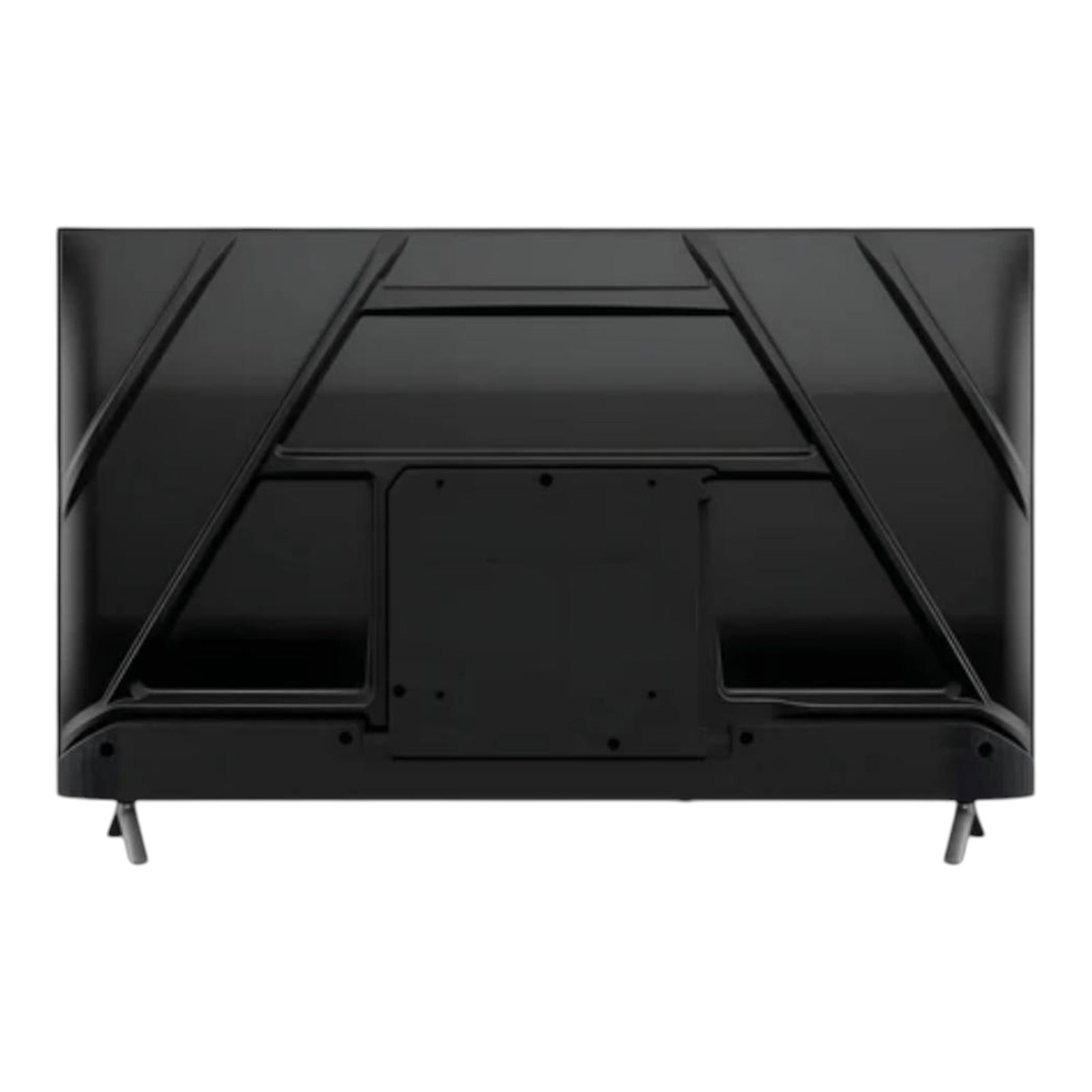 Vista trasera de la Smart TV doto.com.mx Hyundai QLED FHD con diseño negro elegante y soportes laterales
