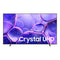 Smart TV Samsung Crystal UHD 4K de doto.com.mx con pantalla de bordes delgados y fondo de burbujas moradas vibrantes