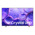 Smart TV Samsung Crystal UHD 4K de doto.com.mx con pantalla de bordes delgados y fondo de burbujas moradas vibrantes