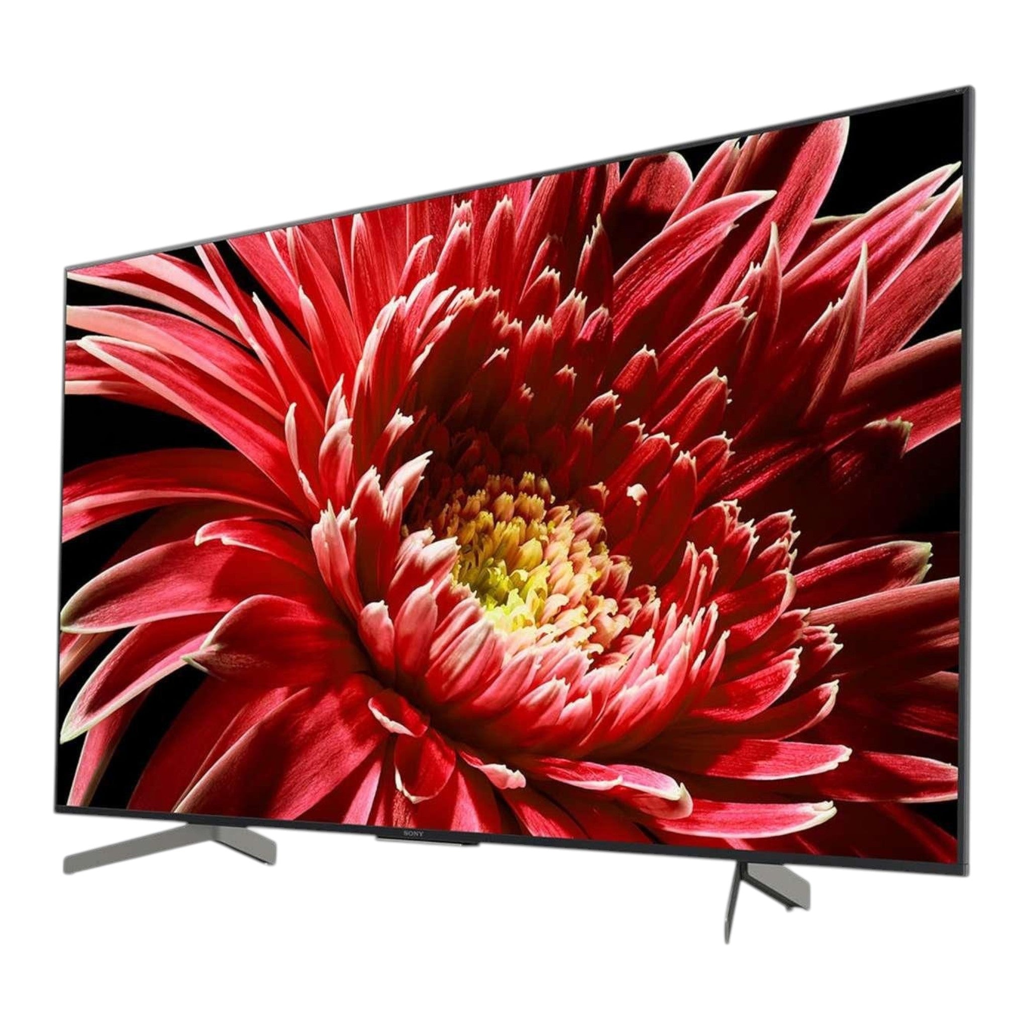 Smart TV Sony 55 pulgadas 4K LED de doto.com.mx mostrando una flor roja vibrante en pantalla con diseño elegante