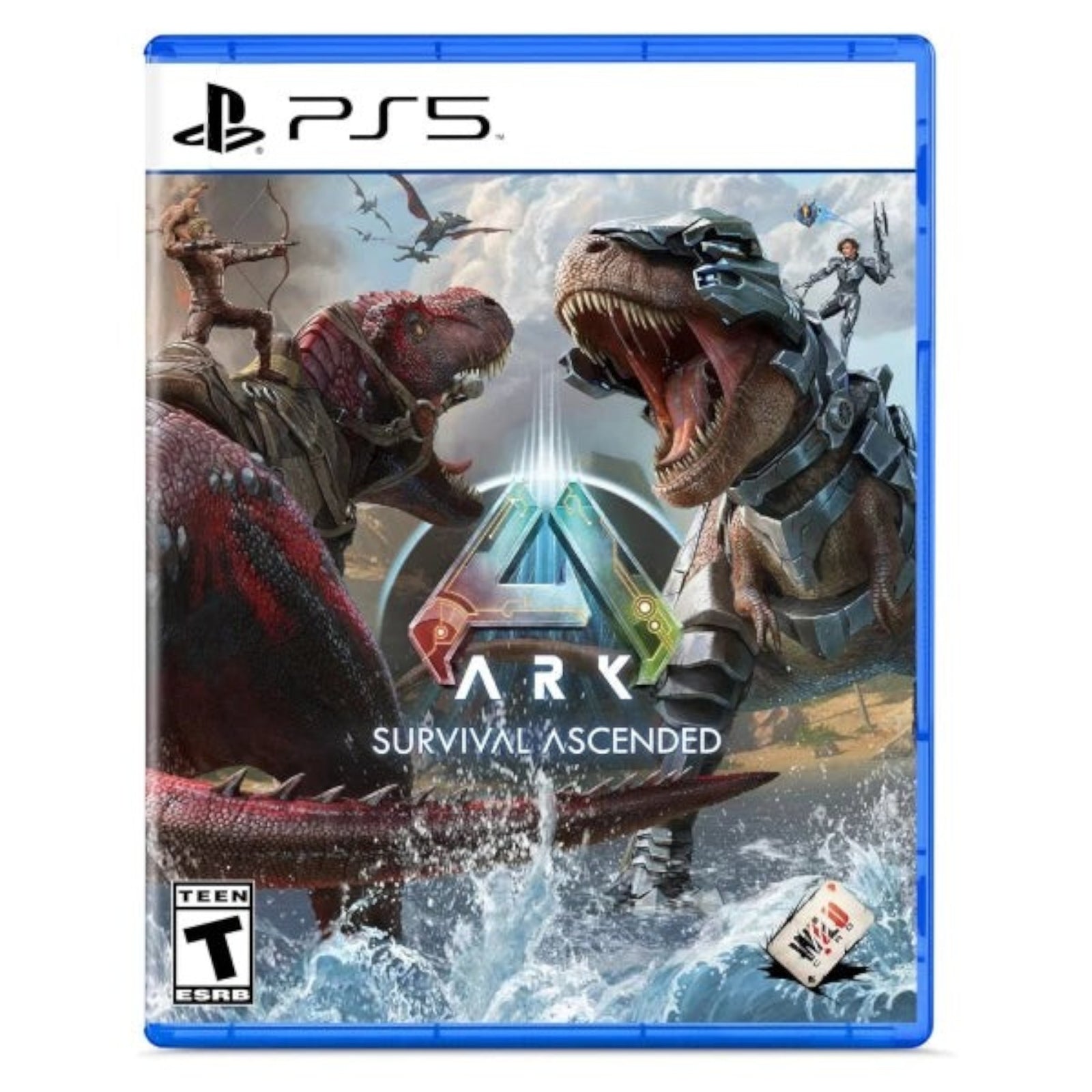 Videojuego ARK: Survival Ascended para PS5 en doto.com.mx con arte de dinosaurios y personajes en entorno épico.