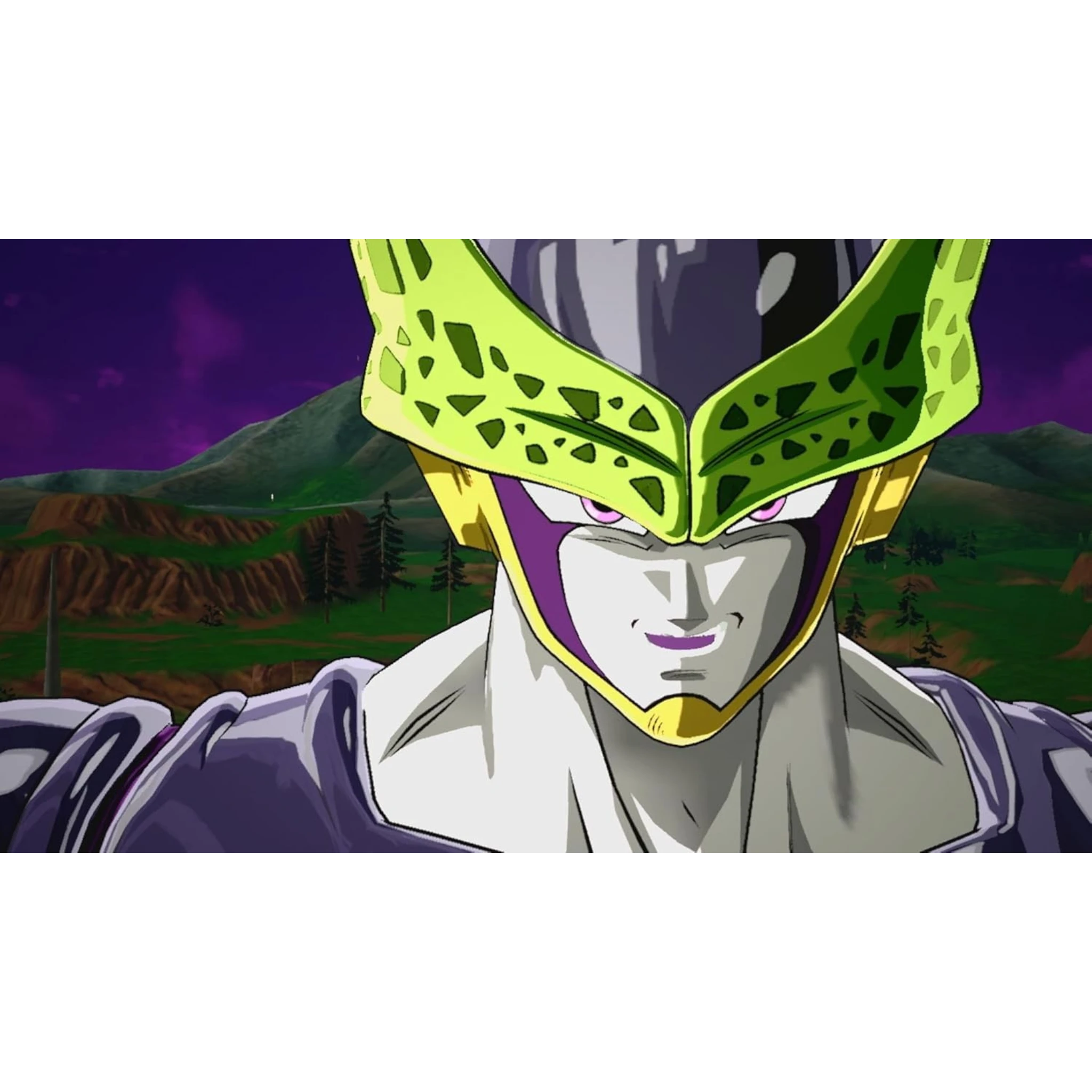 Primer plano del personaje Cell en el videojuego Dragon Ball: Sparking! ZERO de doto.com.mx con gráficos 3D detallados