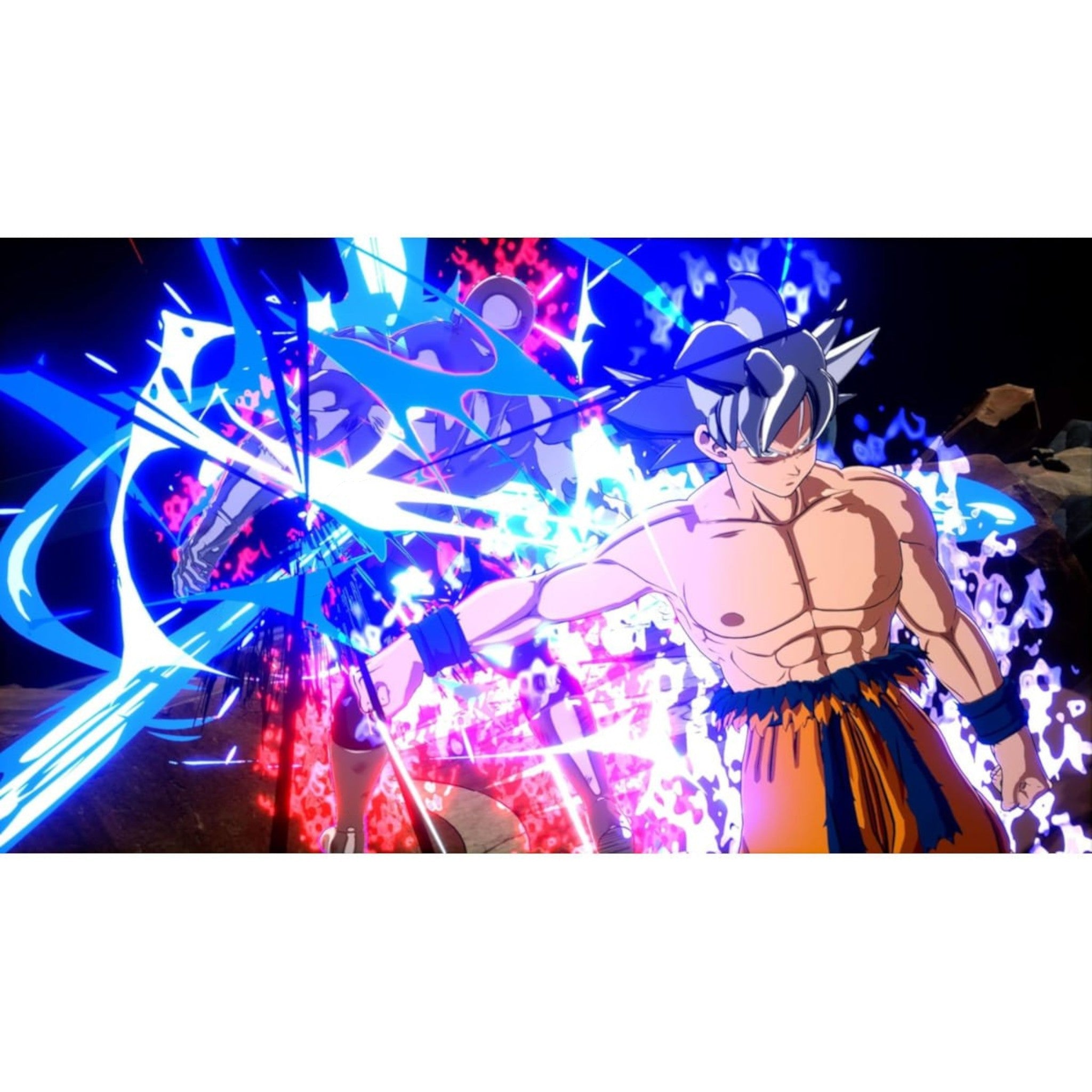 Goku en modo Ultra Instinto luchando en el videojuego Dragon Ball: Sparking! ZERO de doto.com.mx con efectos de energía