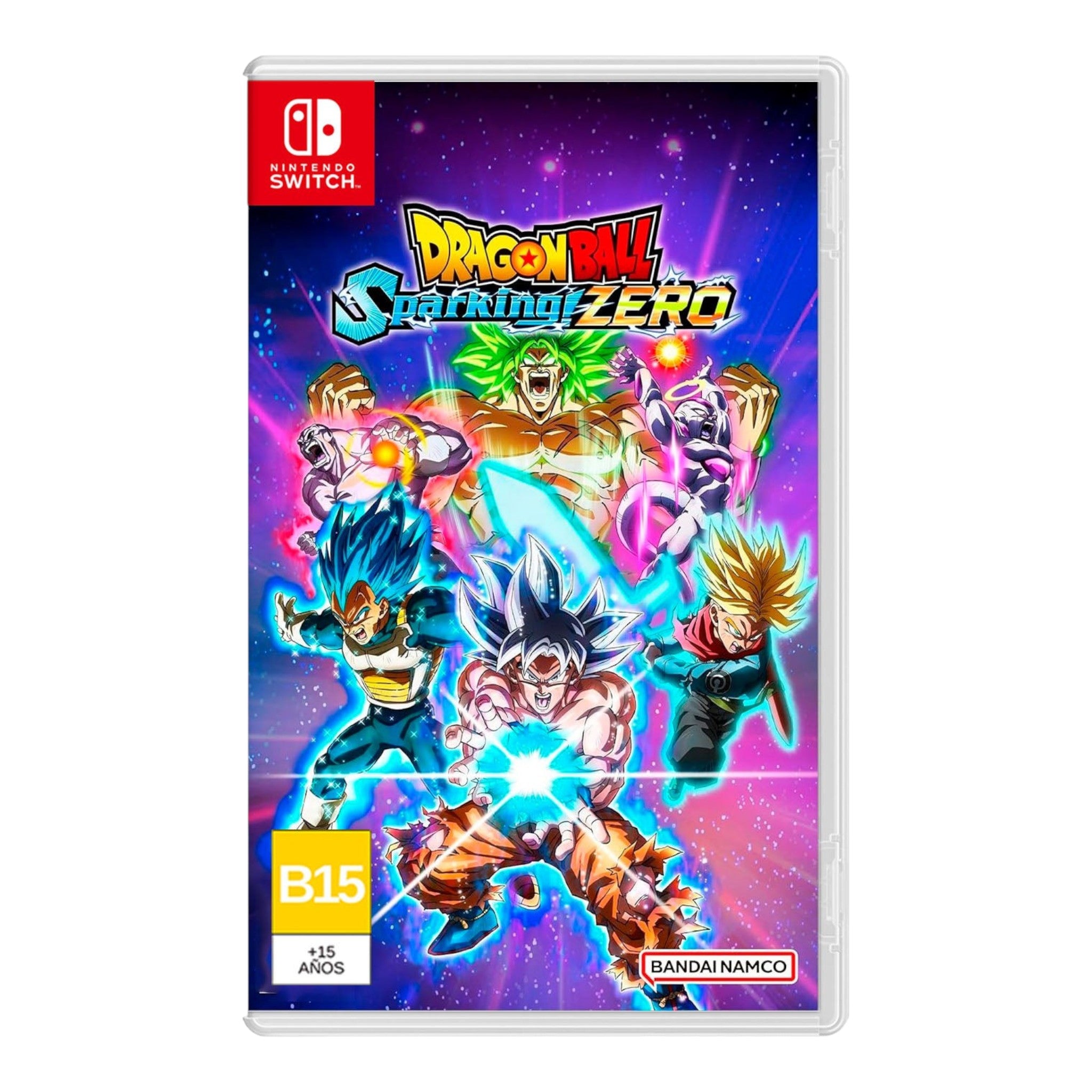 Portada del videojuego Dragon Ball Sparking ZERO para Nintendo Switch con personajes icónicos en doto.com.mx