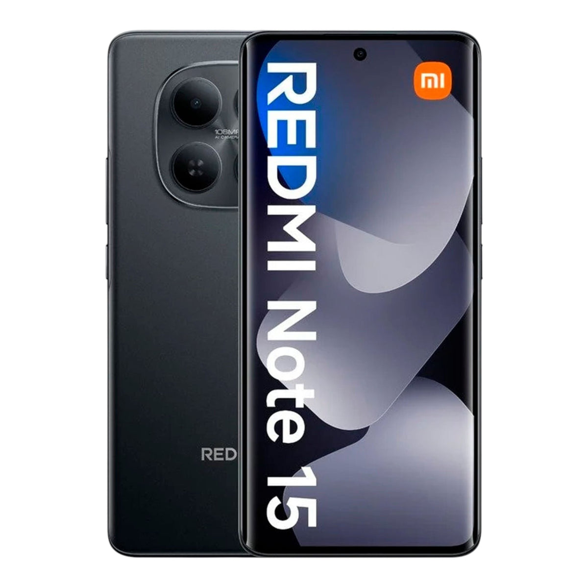 Smartphone Xiaomi Redmi Note 15 negro de doto.com.mx con pantalla AMOLED curva y diseño de cámara axisimétrico
