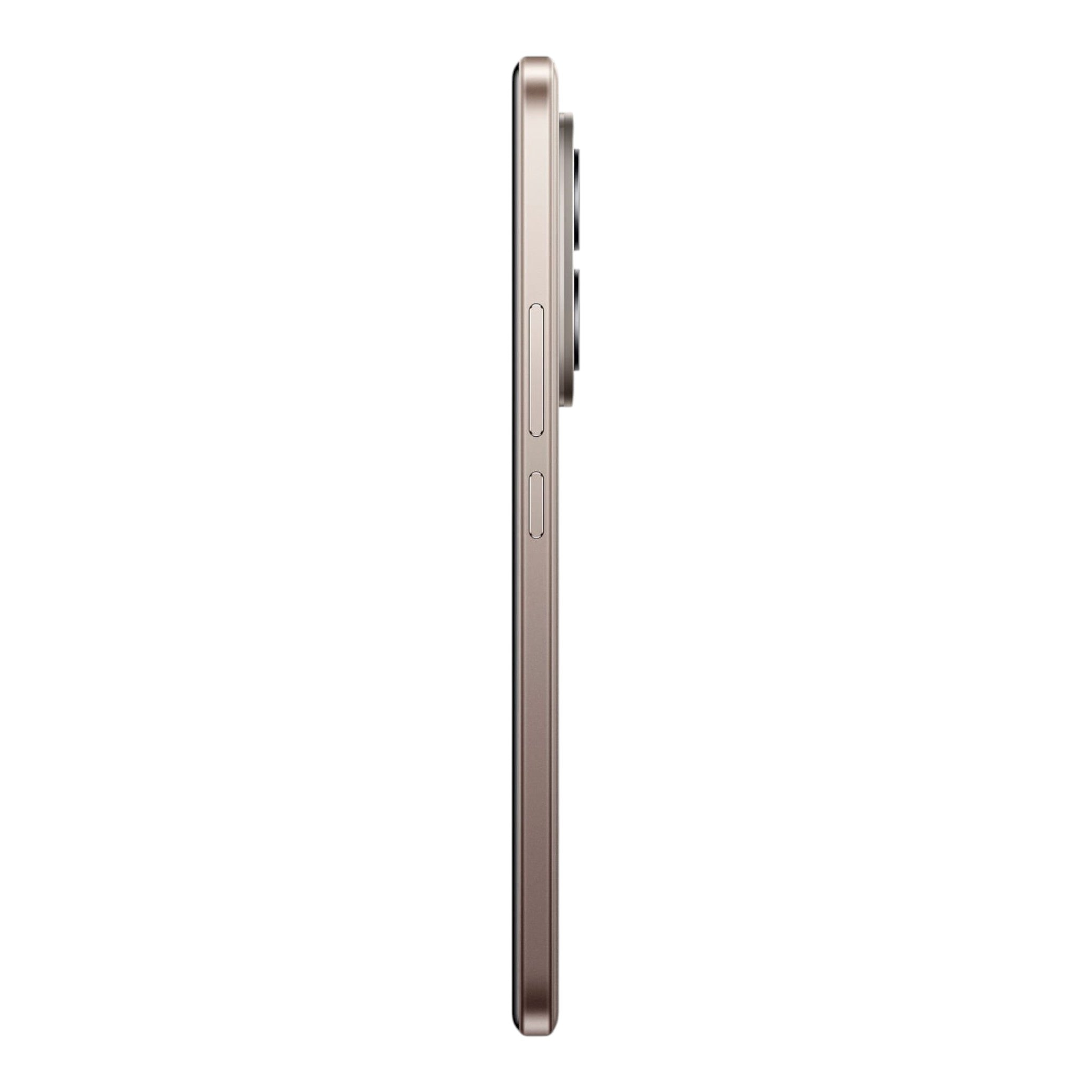 Vista lateral del smartphone doto.com.mx Xiaomi Redmi Note 15 Pro 4G en color bronce con diseño delgado y elegante.