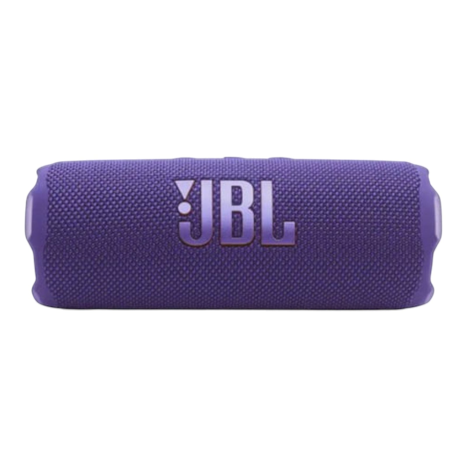 Bocina JBL Flip 7 morada, portátil, resistente al agua y al polvo, con correa extraíble y logo JBL prominente.