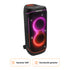 Bocina JBL Party Box 720 negra con luces LED RGB y ruedas, ideal para fiestas y eventos.