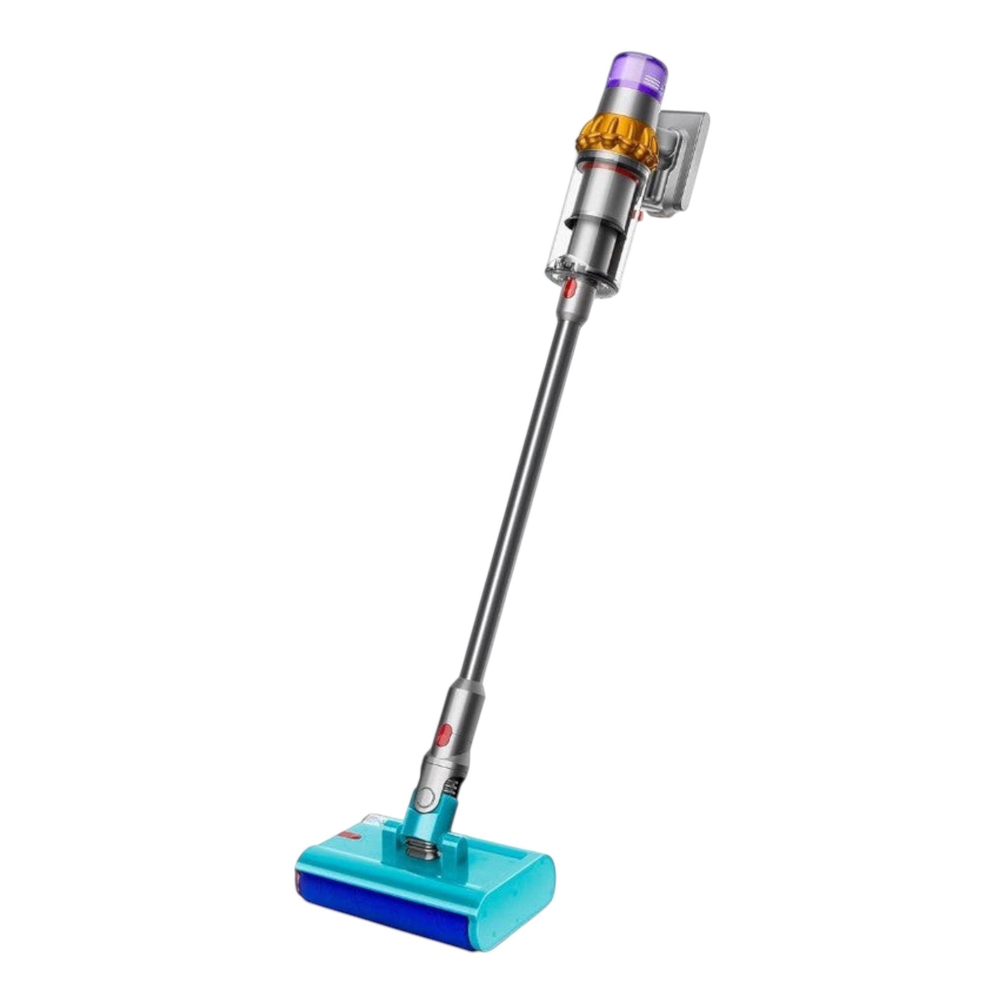 Aspiradora inalámbrica Dyson V15s Detect Submarine Absolute de doto.com.mx con cabezal de fregado azul y motor dorado