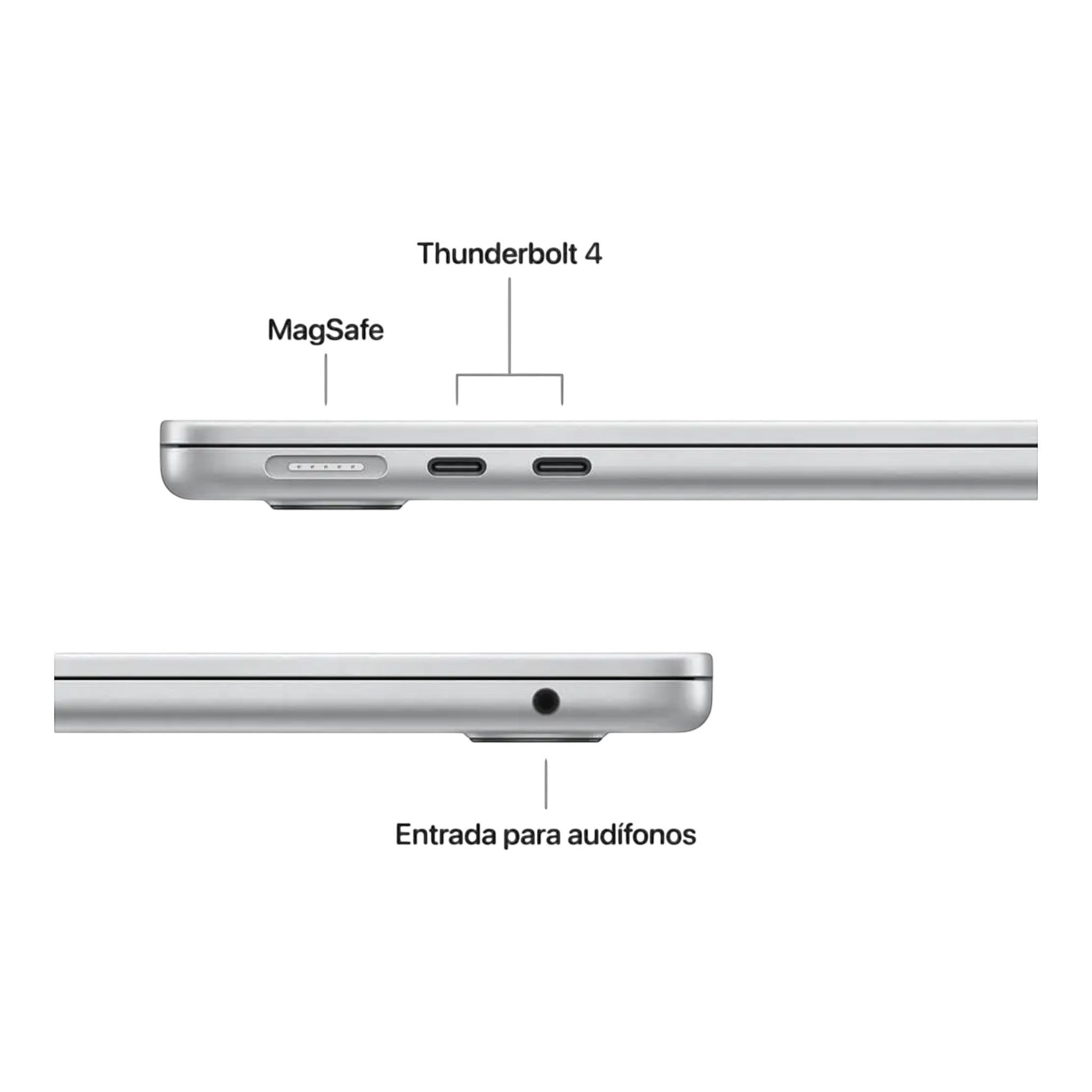 doto.com.mx MacBook Air 13.6" M4 con MagSafe, Thunderbolt 4 y entrada para audífonos. Plata.