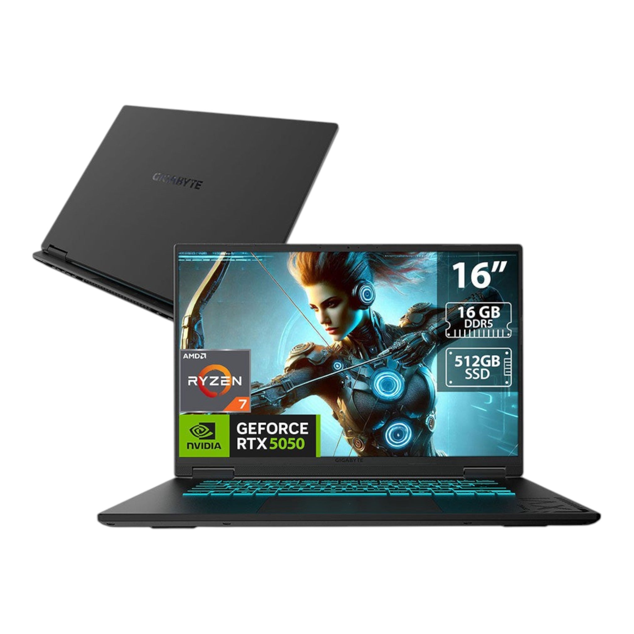 Laptop gamer doto.com.mx Gigabyte A16 de 16 pulgadas con procesador Ryzen 7, tarjeta RTX 5050 y teclado retroiluminado