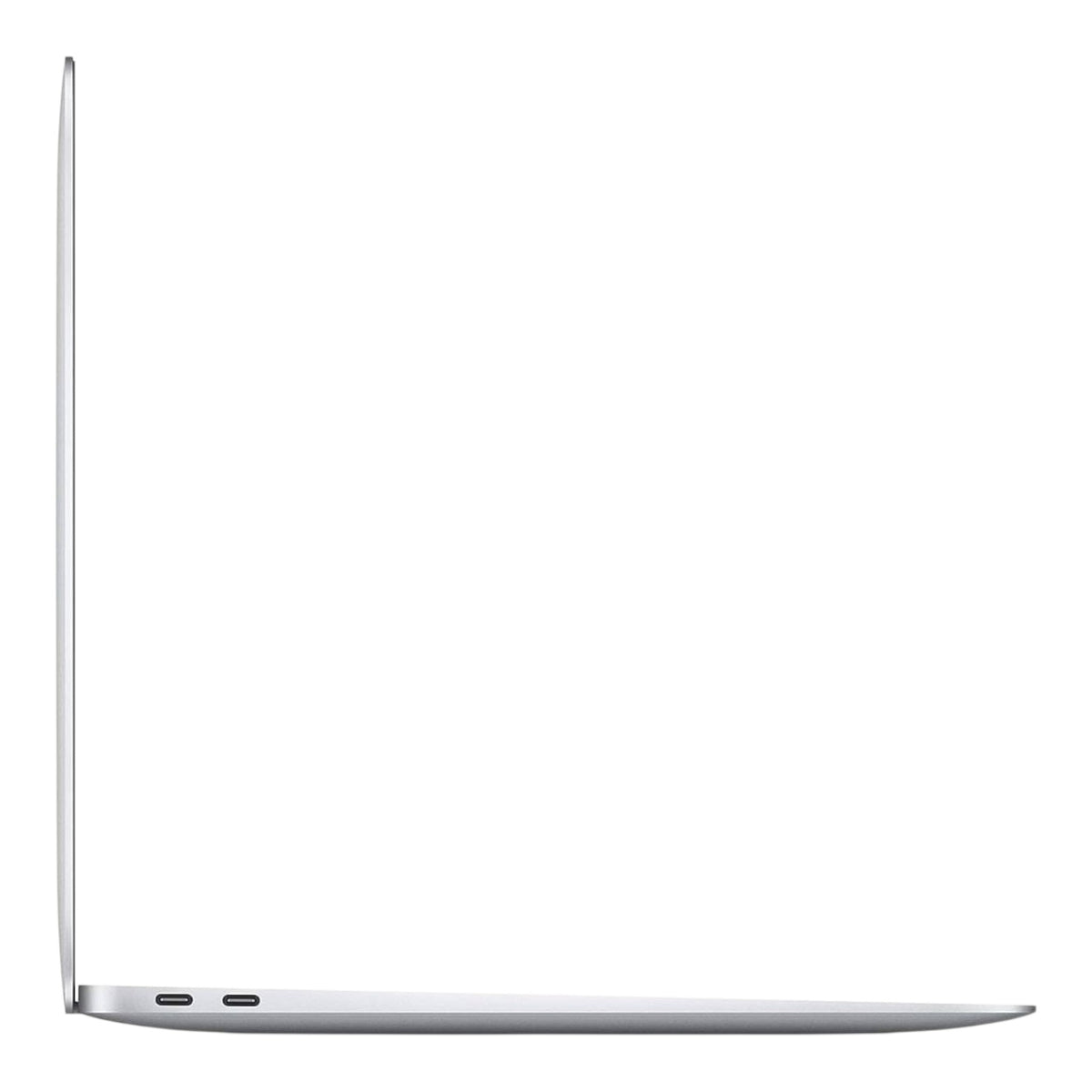 Perfil lateral de Apple MacBook Air M1 plateada de doto.com.mx mostrando su diseño ultradelgado y puertos USB-C