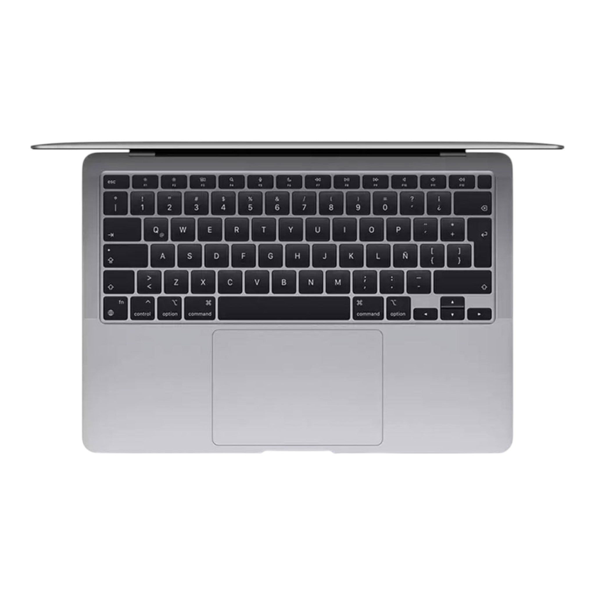 Vista superior del teclado en español de la laptop Apple MacBook Air M1 gris espacial de doto.com.mx