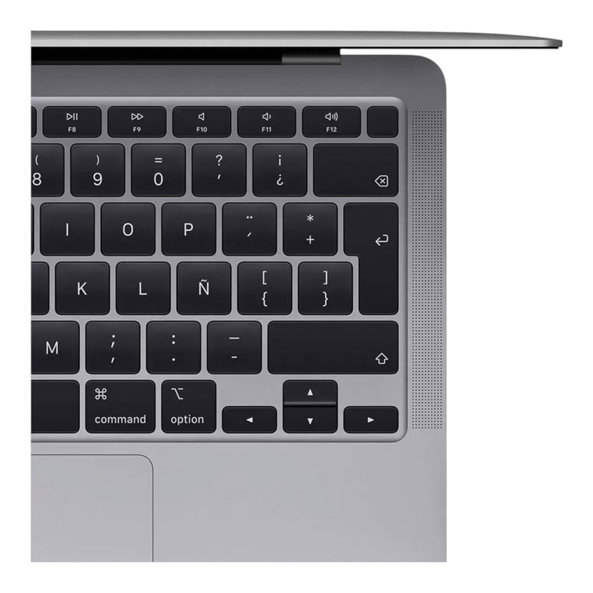 Detalle del teclado en español de la Apple MacBook Air M1 gris espacial disponible en doto.com.mx