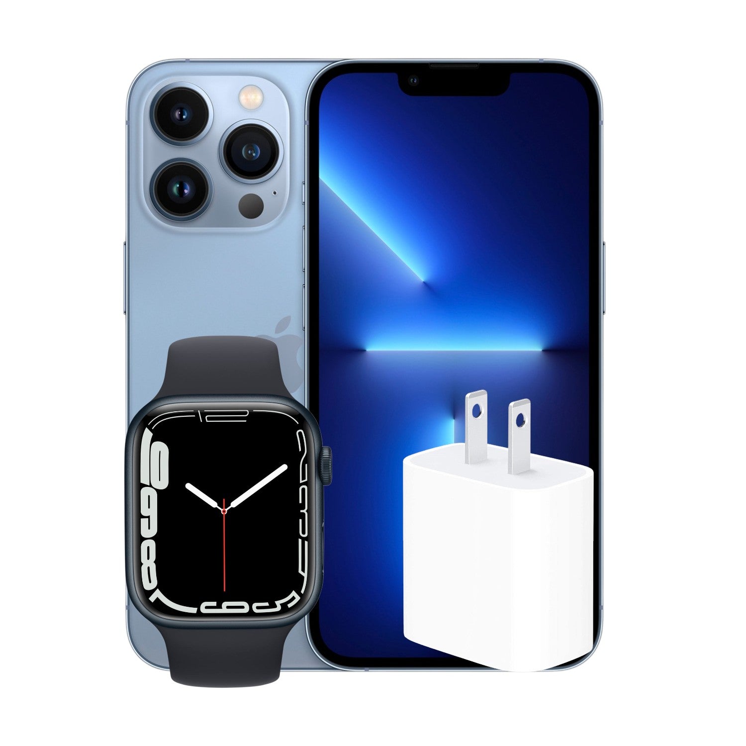 COMBO APPLE IPHONE 13 PRO 256GB AZUL RFB + WATCH SERIES 7 41MM NEGRO RFB + ADAPTADOR DE CORRIENTE USB-C
