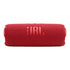 Bocina JBL Flip 7 roja, portátil, resistente al agua y al polvo, con correa extraíble y logo JBL en relieve.