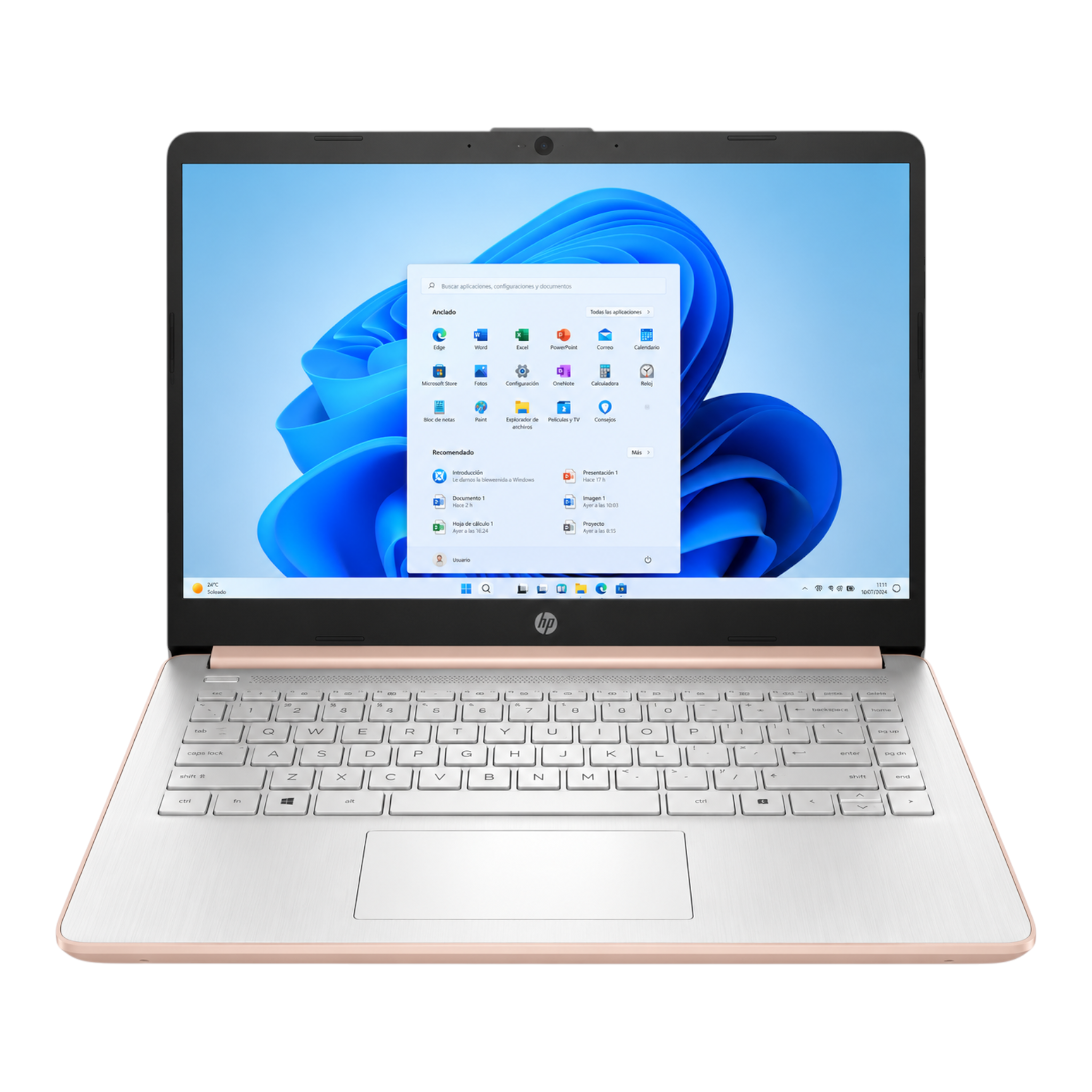 Laptop HP 14-dq6013dx de doto.com.mx en color rosa con pantalla de 14 pulgadas y sistema operativo Windows 11