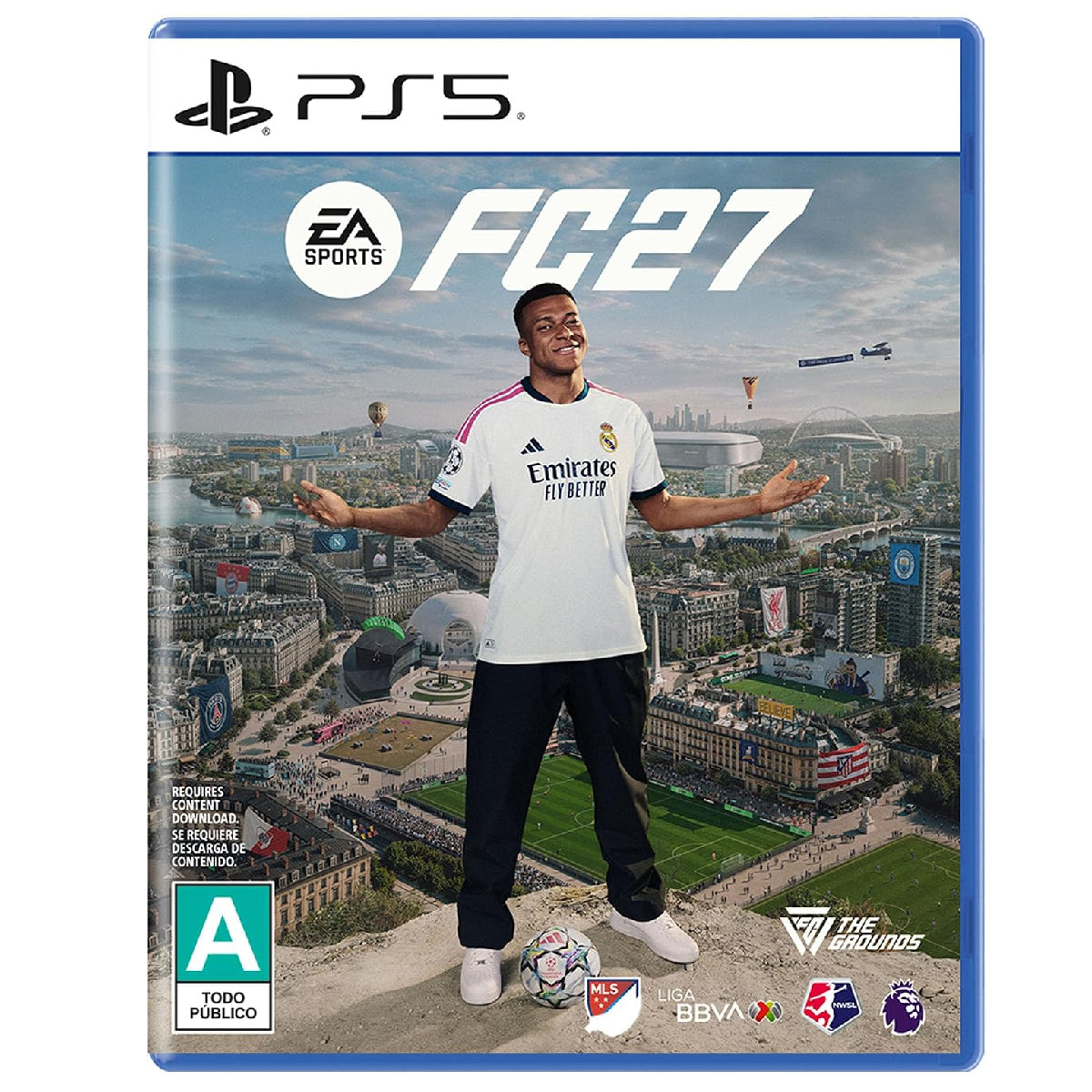 Portada de EA Sports FC 27 para PS5 con futbolista del Real Madrid y clasificación A