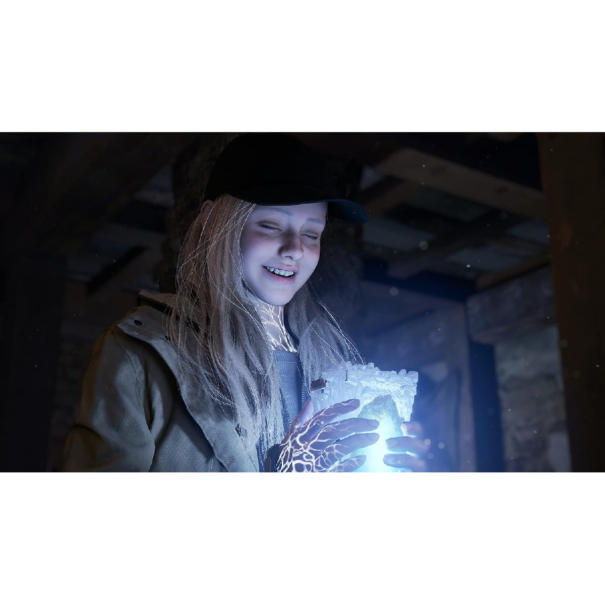 Rose Winters sosteniendo un cristal luminoso en la expansión de Resident Evil Village