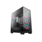 Gabinete DeepCool CG580 4F negro con cristal panorámico y cuatro ventiladores ARGB encendidos